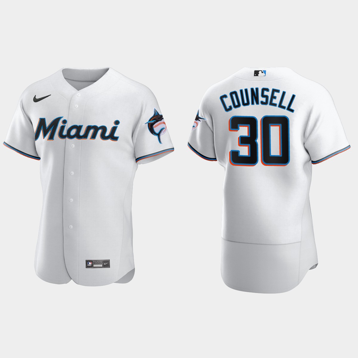 Men's Miami Marlins Craig Counsell White Retired Player Jersey