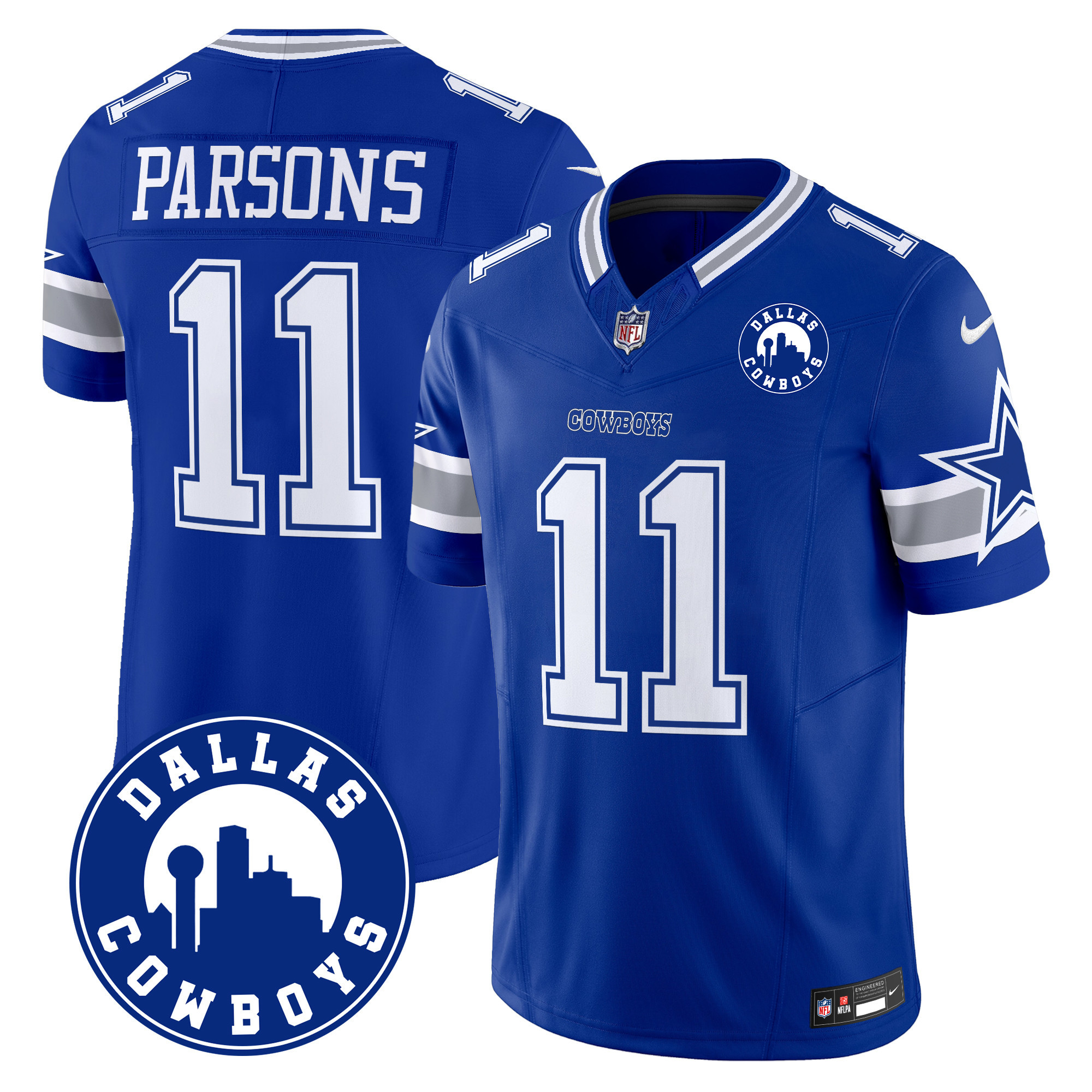 Men's Micah Parsons Dallas Cowboys "Dallas City" Patch Vapor Limited Royal Jersey - All Stitched