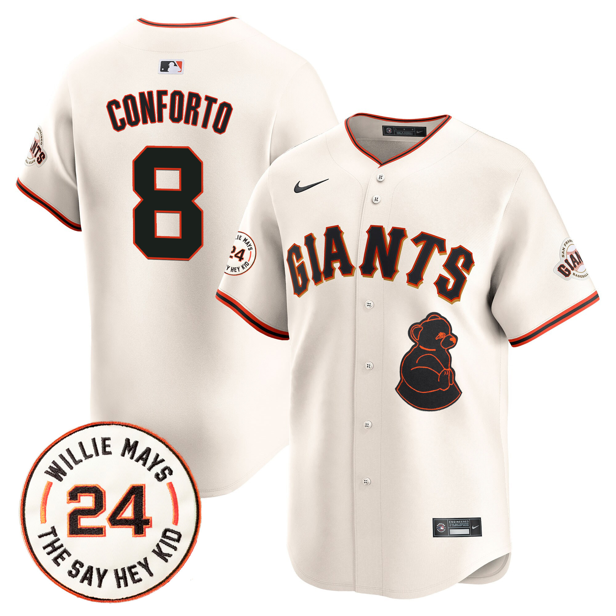 Men's Michael Conforto San Francisco Giants 2024 Willie Mays Patch Vapor Premier Limited Cream Jersey V4 - All Stitched