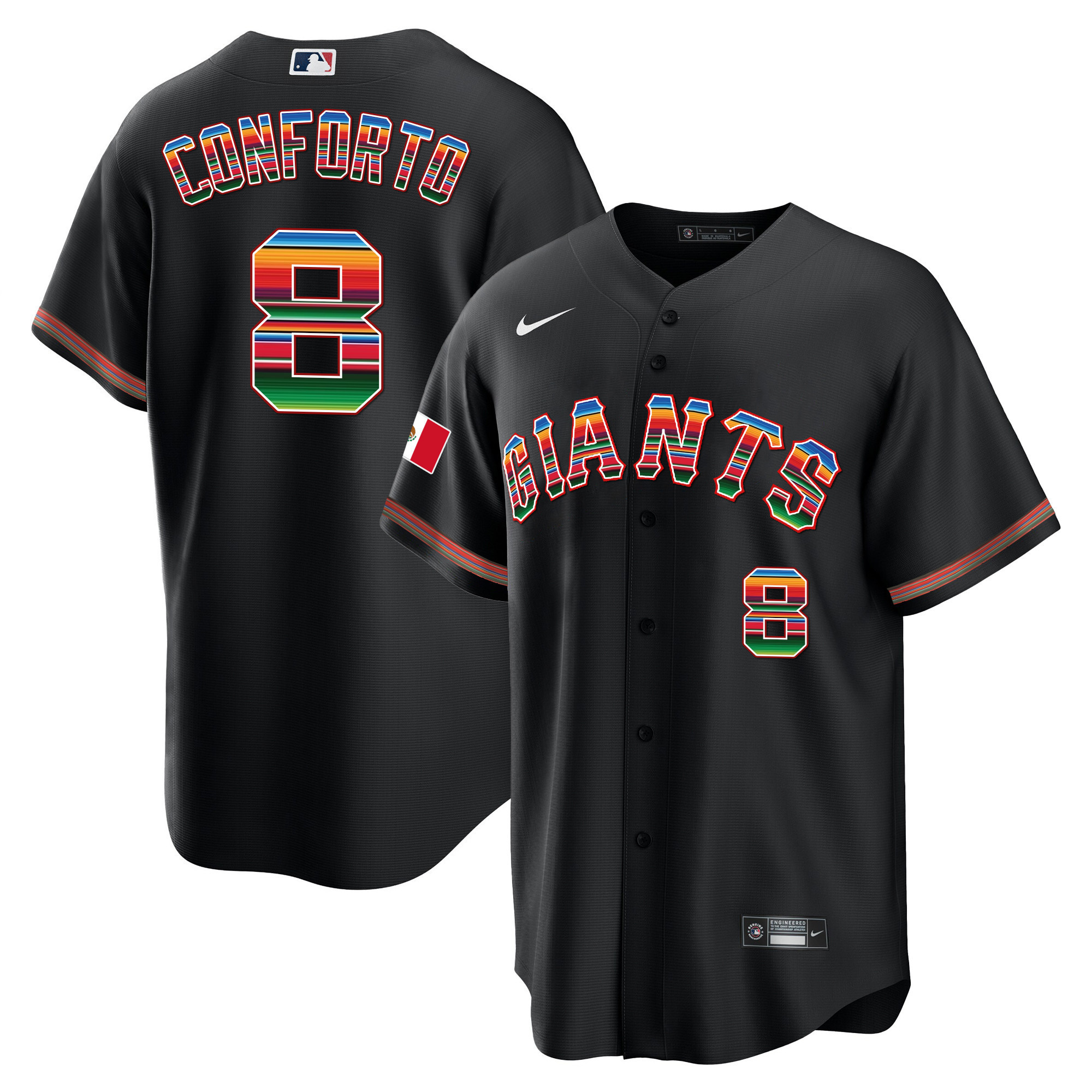 Men's Michael Conforto San Francisco Giants Mexico Cool Base Limited Black Jersey - All Stitched