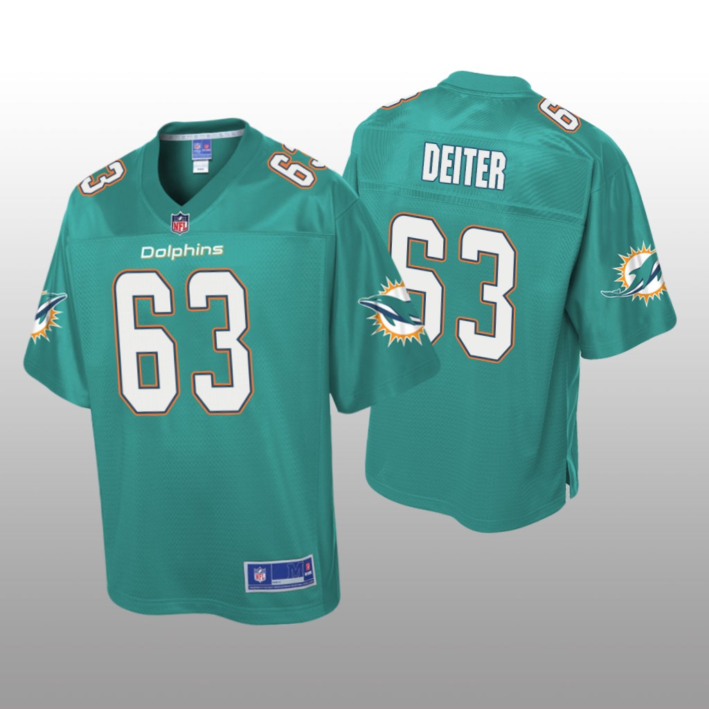 Men's Michael Deiter #63 Miami Dolphins Aqua Pro Line Jersey