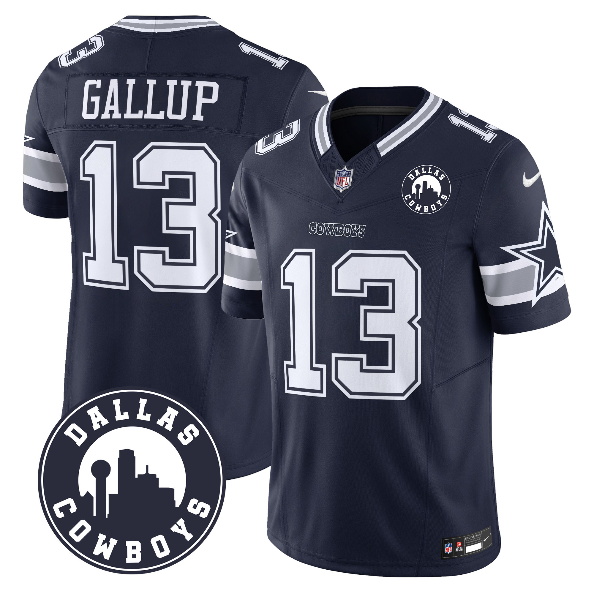 Men's Michael Gallup Dallas Cowboys "Dallas City" Patch Vapor Limited Navy Jersey - All Stitched