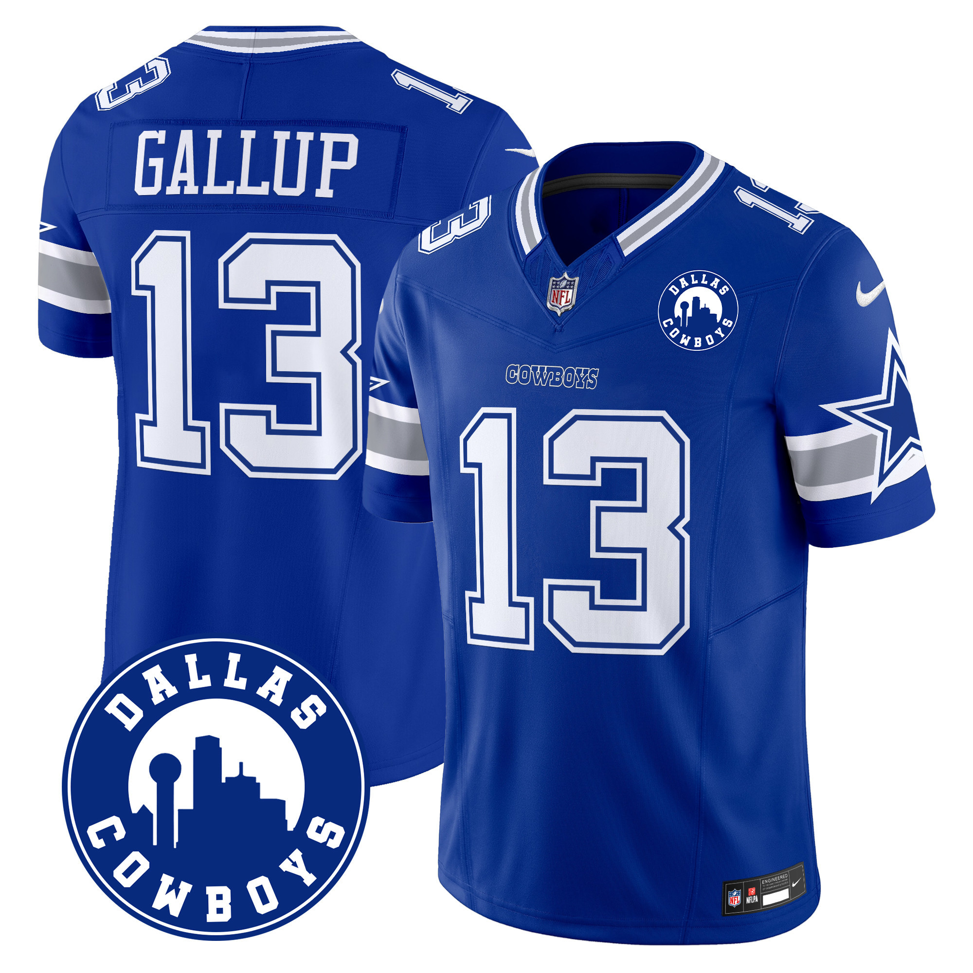 Men's Michael Gallup Dallas Cowboys "Dallas City" Patch Vapor Limited Royal Jersey - All Stitched