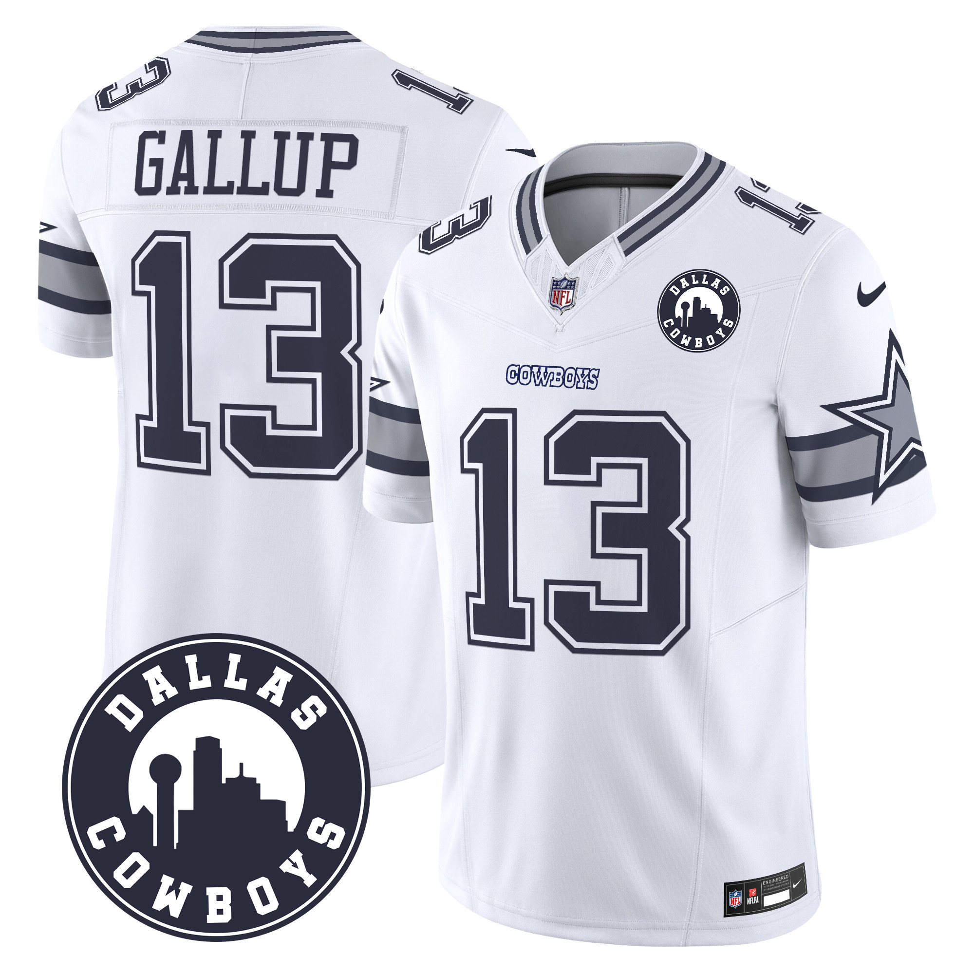 Men's Michael Gallup Dallas Cowboys "Dallas City" Patch Vapor Limited White Jersey - All Stitched