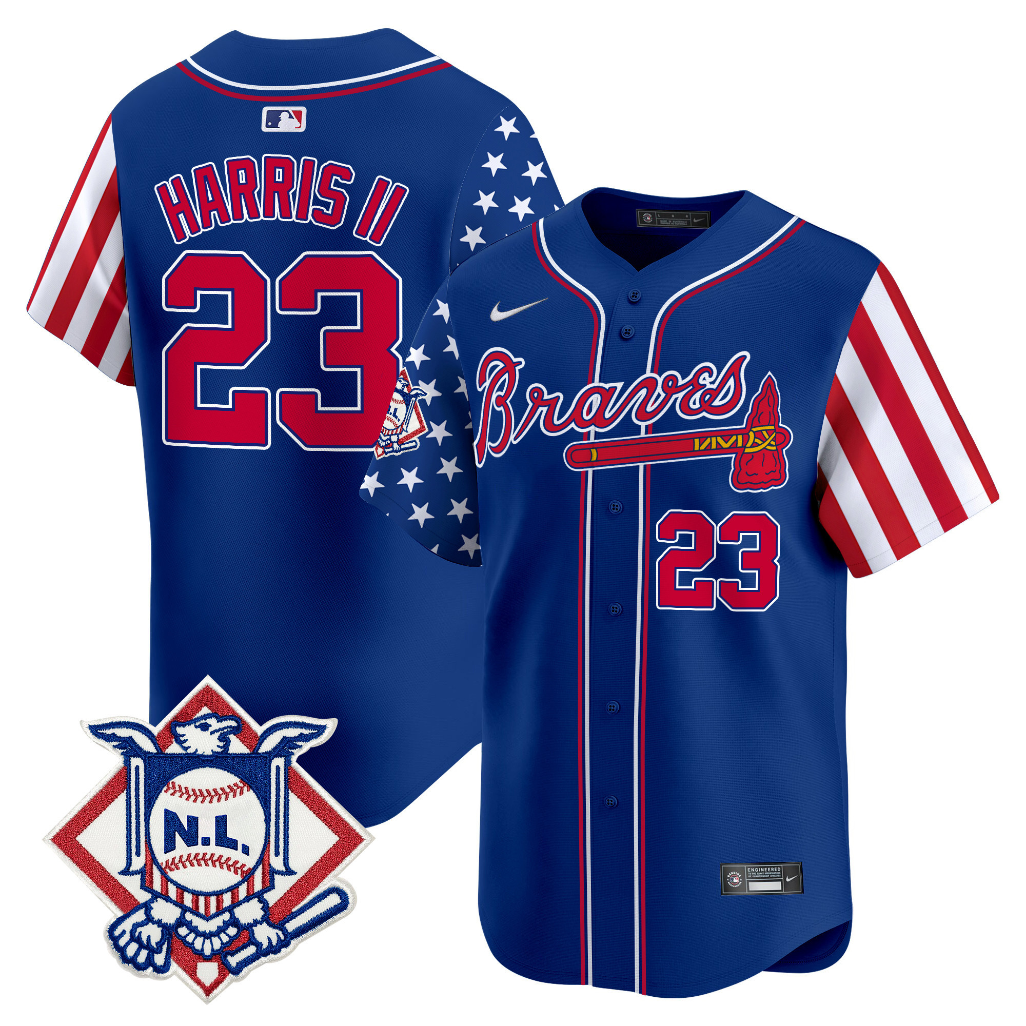Men's Michael Harris II Atlanta Braves 2024 Fourth of July Vapor Premier Limited Royal Jersey V2 - All Stitched
