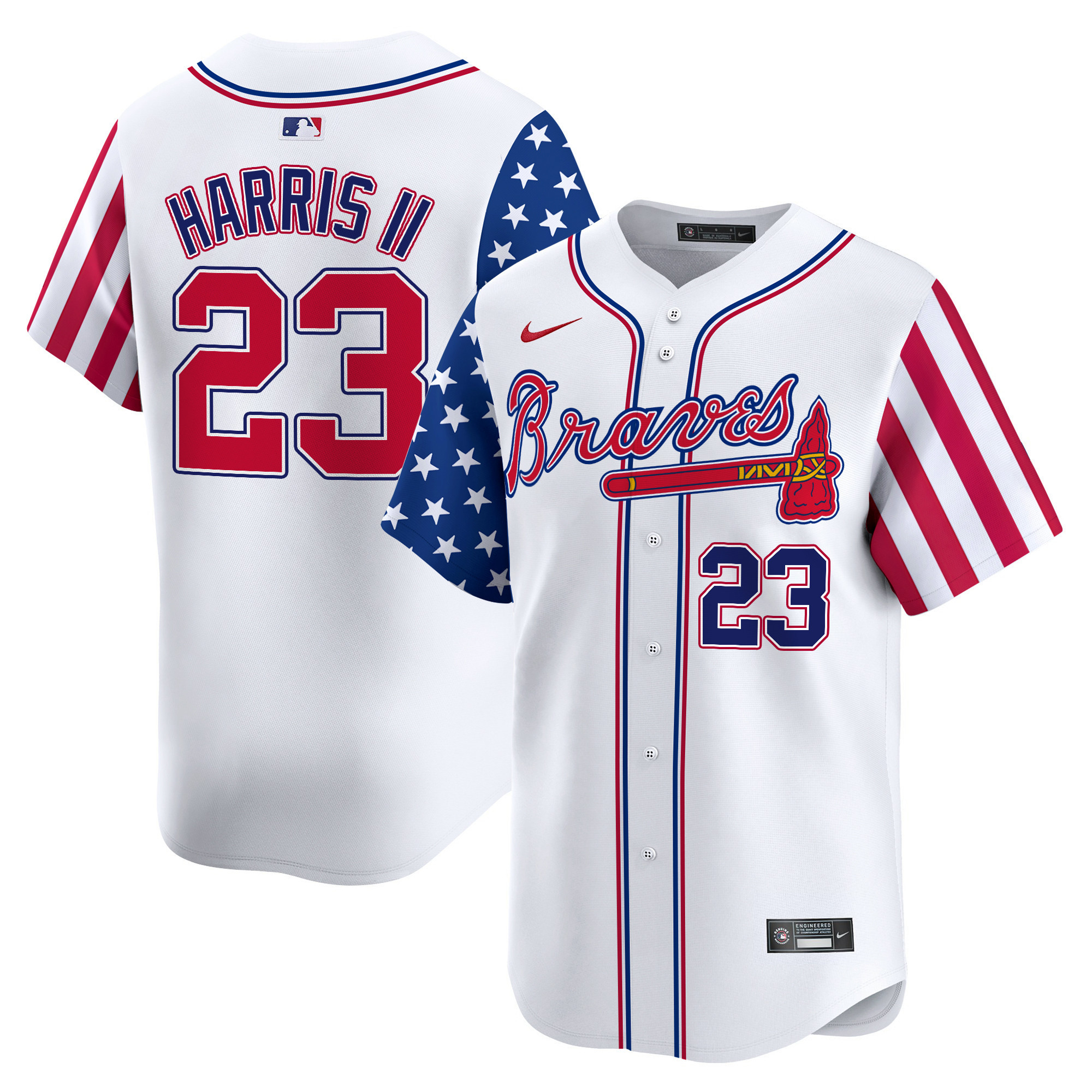 Men's Michael Harris II Atlanta Braves 2024 Independence Day Vapor Premier Limited White Jersey - All Stitched