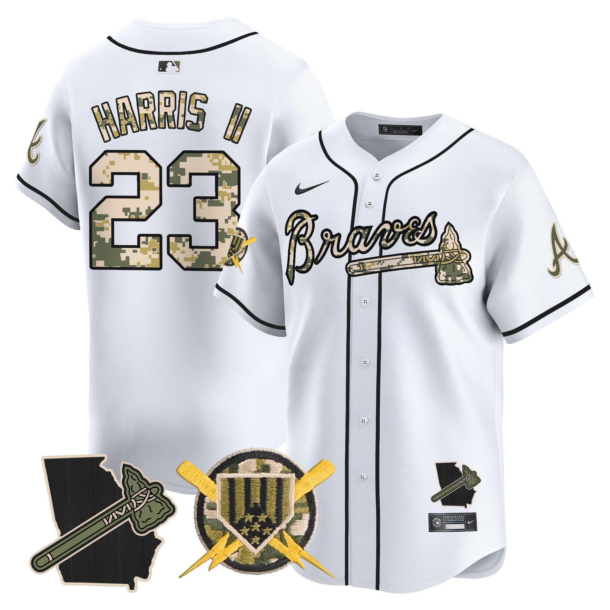 Men's Michael Harris II Atlanta Braves Armed Forces Day Vapor Premier Limited White Jersey - All Stitched