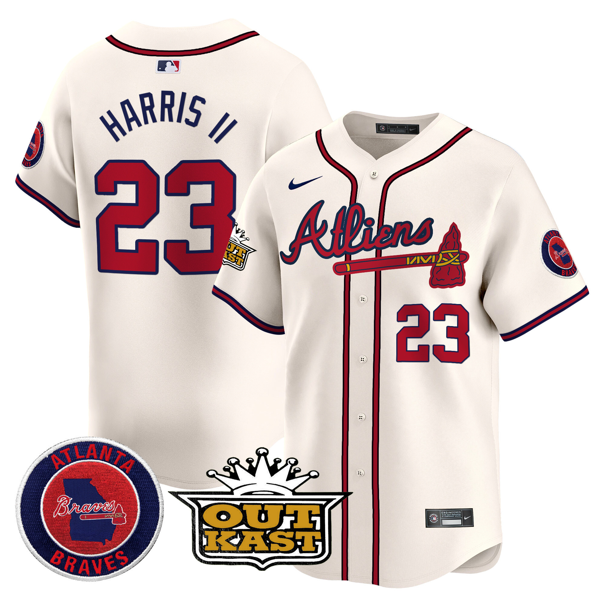 Men's Michael Harris II Atlanta Braves Atliens Vapor Premier Limited Cream Jersey V4 - All Stitched