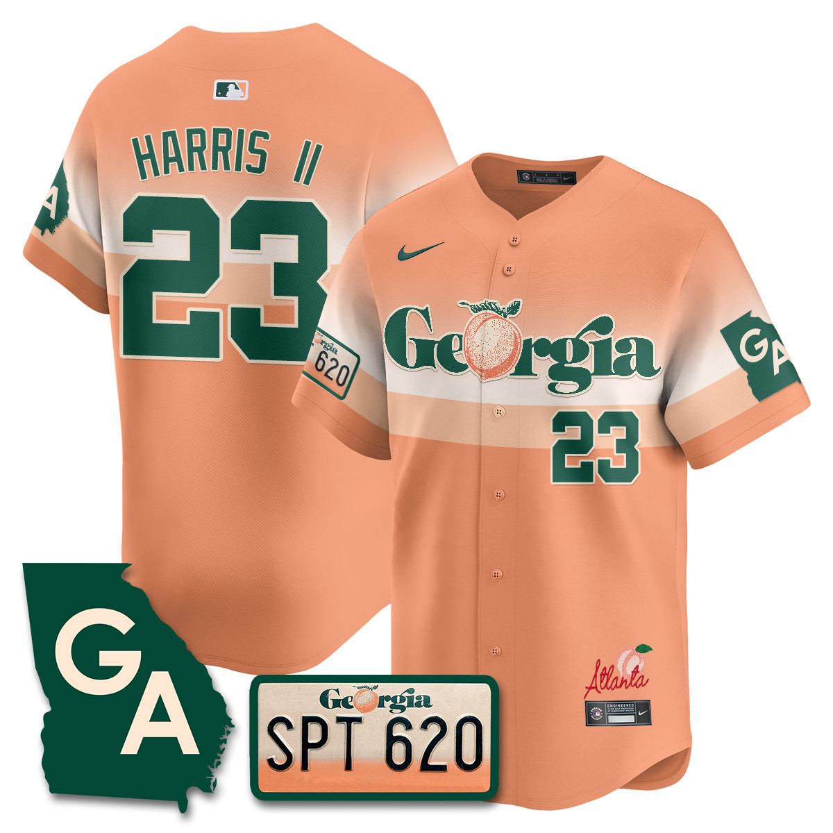 Men's Michael Harris II Atlanta Braves Peach Plates - Georgia Peaches Vapor Premier Limited Peach Jersey - Printed