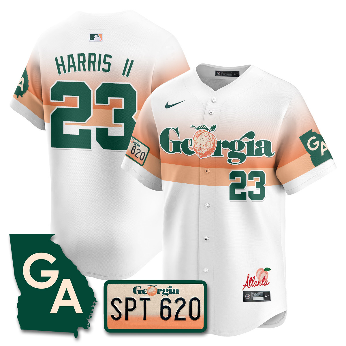 Men's Michael Harris II Atlanta Braves Peach Plates - Georgia Peaches Vapor Premier Limited White Jersey - Printed