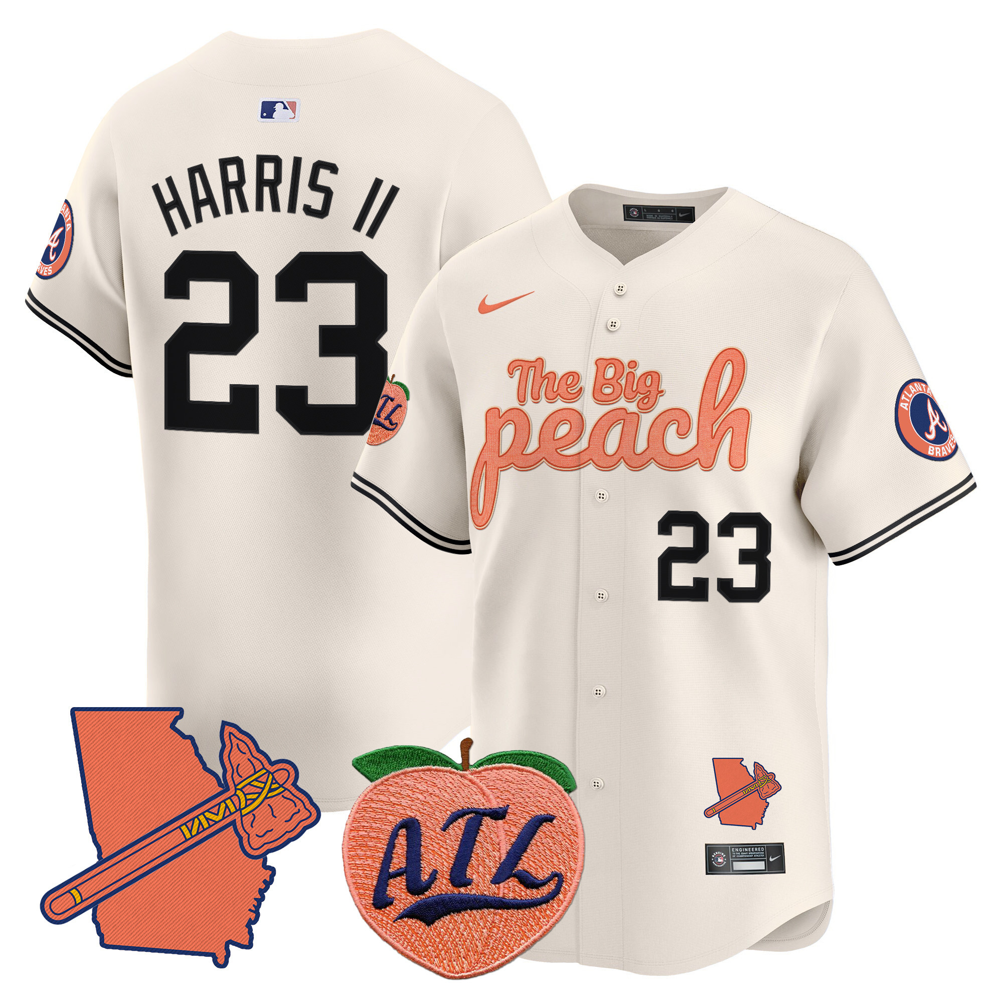 Men's Michael Harris II Atlanta Braves The Big Peach Vapor Premier Limited Cream Jersey - All Stitched