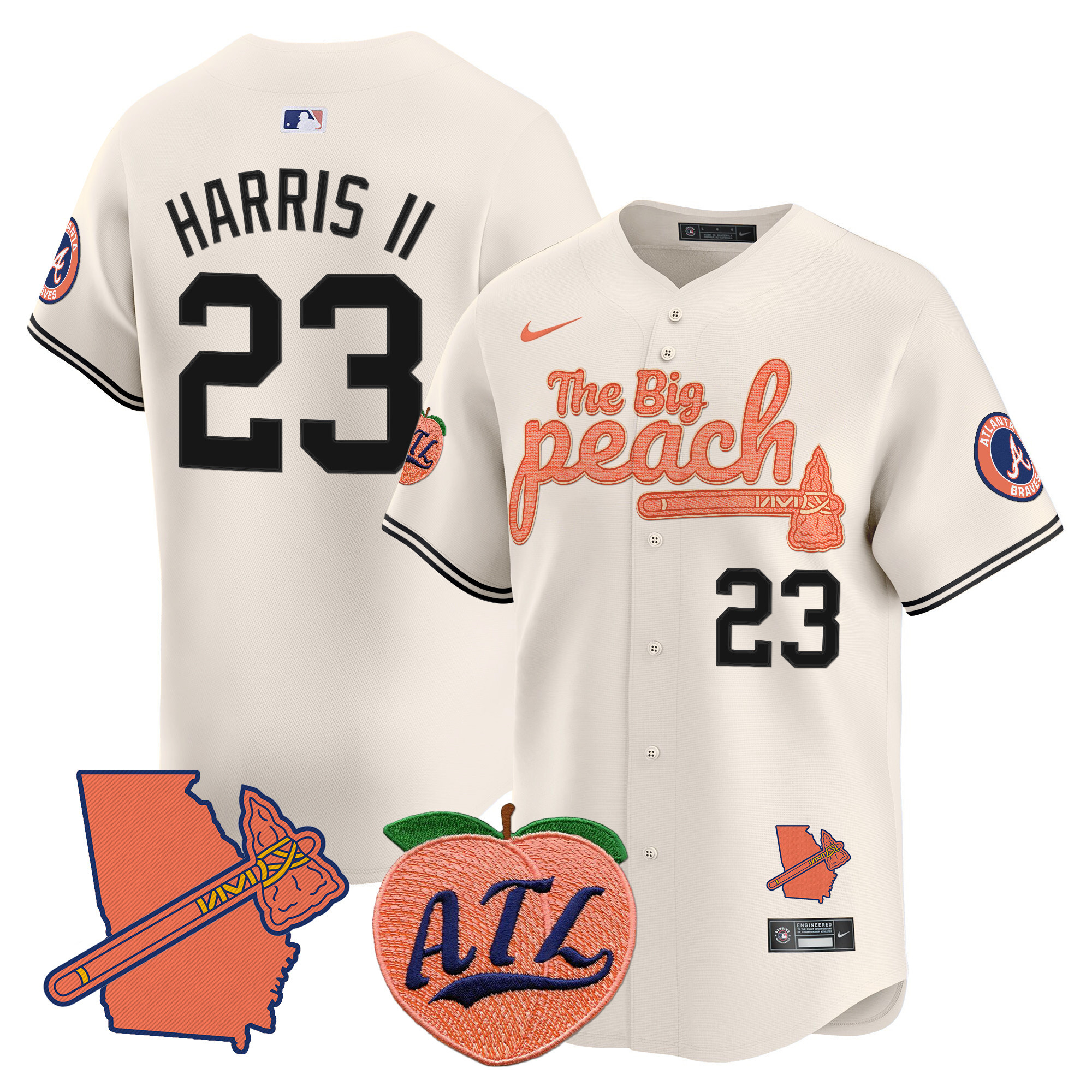 Men's Michael Harris II Atlanta Braves The Big Peach Vapor Premier Limited Cream Jersey V2 - All Stitched