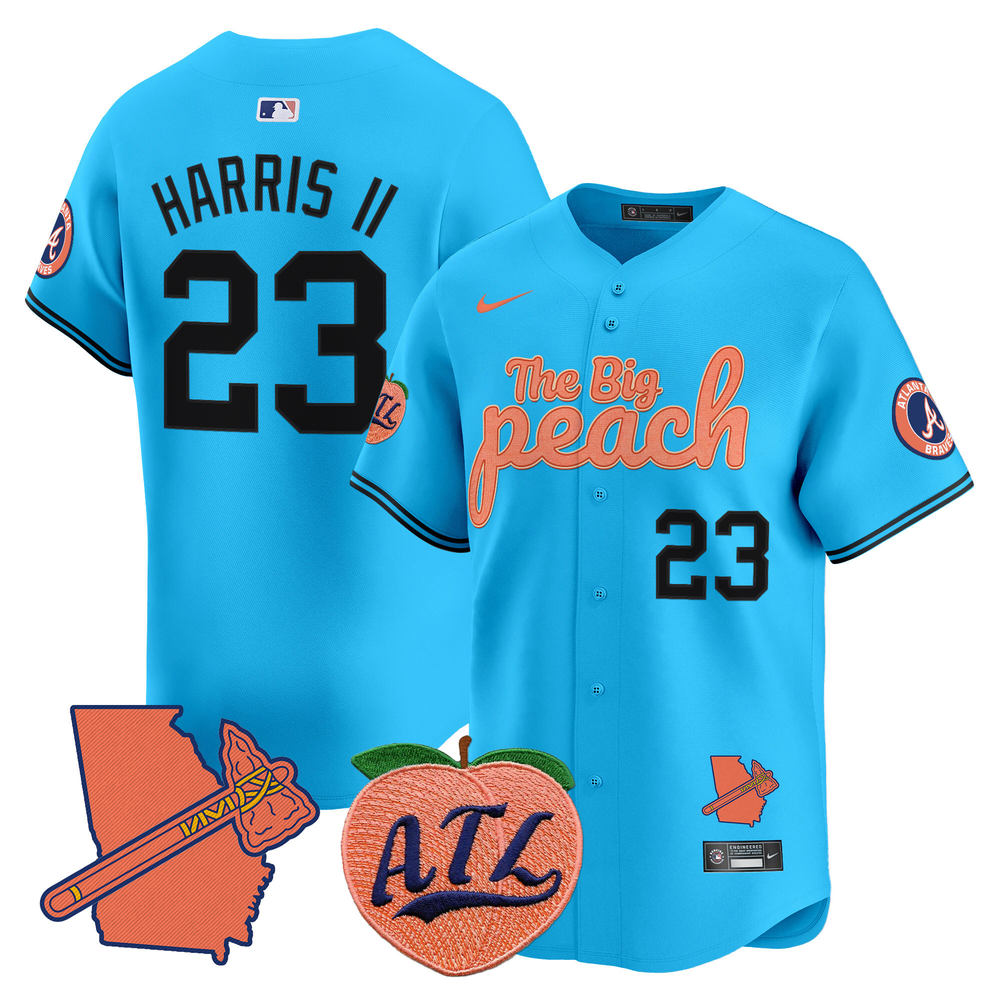 Men's Michael Harris II Atlanta Braves The Big Peach Vapor Premier Limited Light Blue Jersey - All Stitched