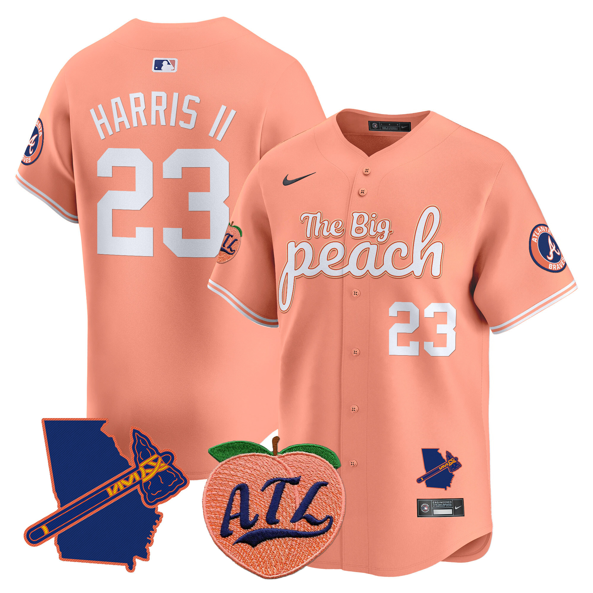 Men's Michael Harris II Atlanta Braves The Big Peach Vapor Premier Limited Peach Jersey - All Stitched