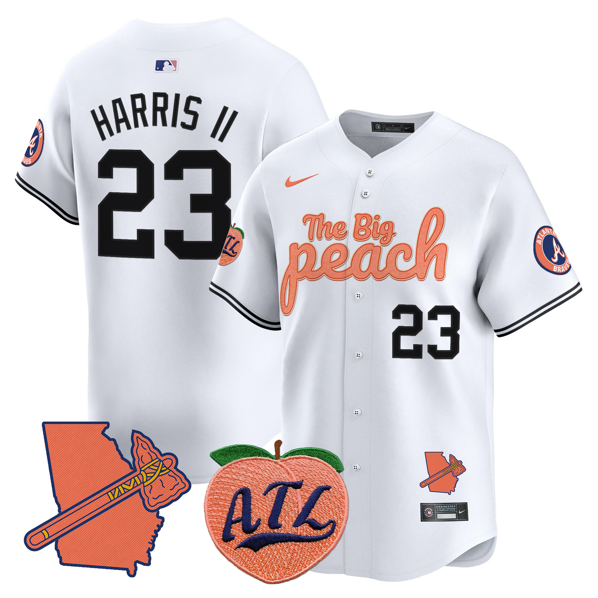 Men's Michael Harris II Atlanta Braves The Big Peach Vapor Premier Limited White Jersey - All Stitched