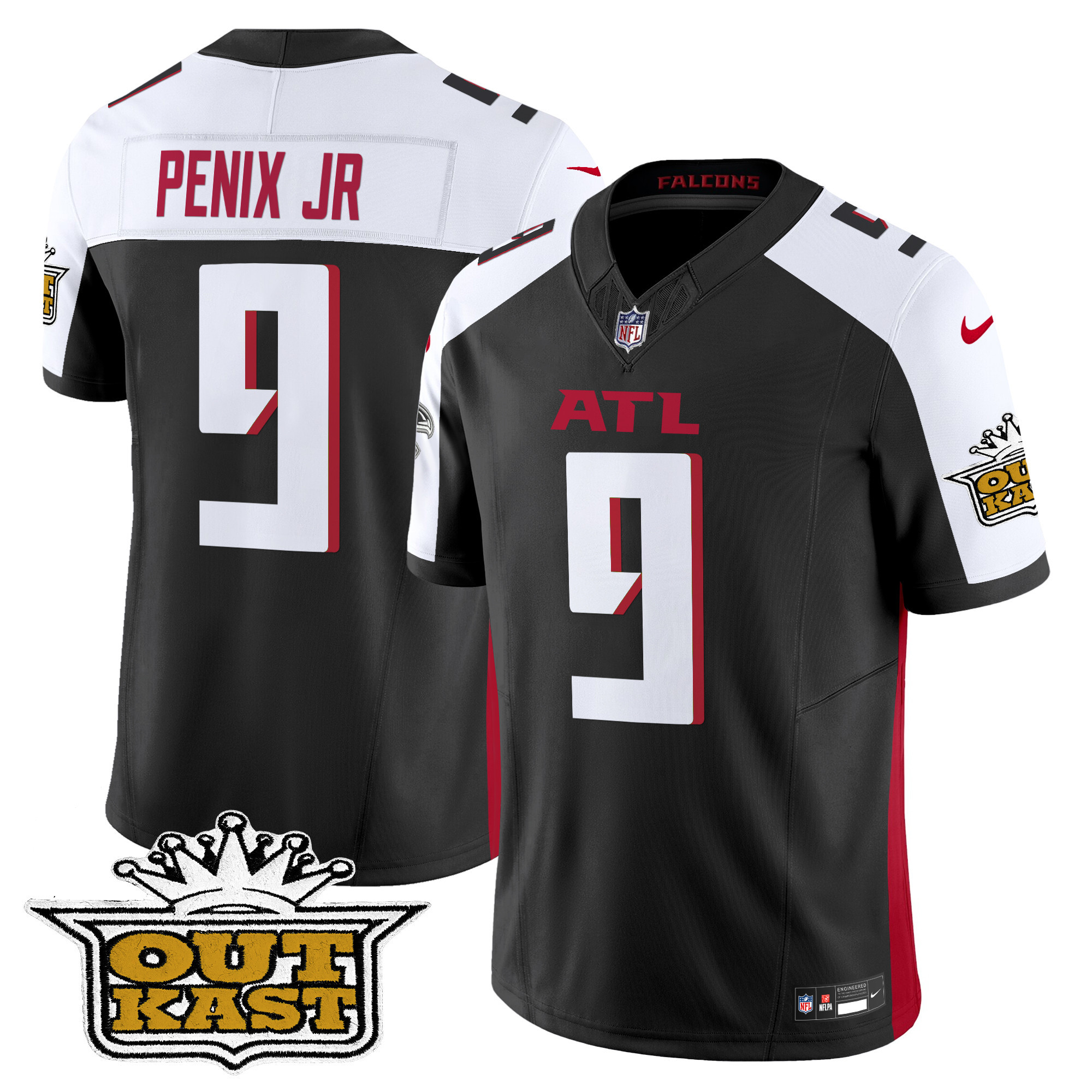 Men's Michael Penix Jr. Outkast x Atlanta Falcons 2024 Vapor Limited Black Alternate Jersey - All Stitched