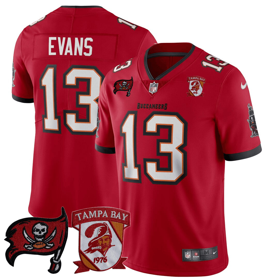 Men's Mike Evans Tampa Bay Buccaneers Logo Patch Red Jersey - All Stitched
