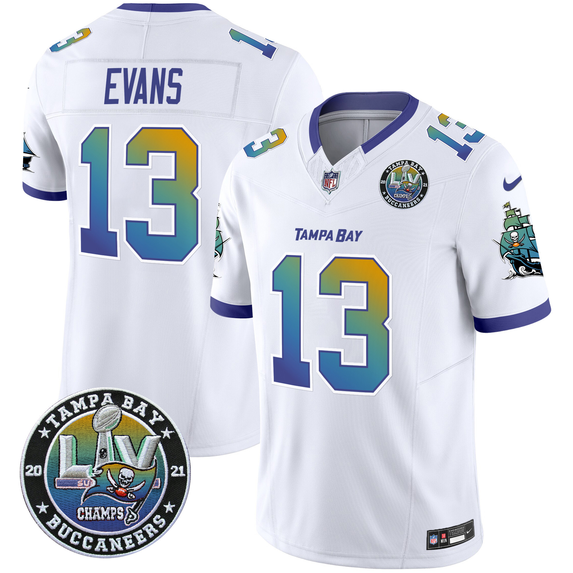 Men's Mike Evans Tampa Bay Buccaneers "Tampa City" Super Bowl LIV Patch Vapor Limited White Jersey - All Stitched