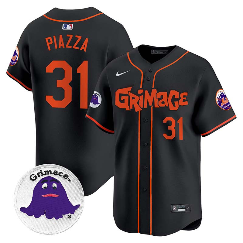 Men's Mike Piazza New York Mets Grimace Vapor Premier Limited Black Jersey V2 - All Stitched