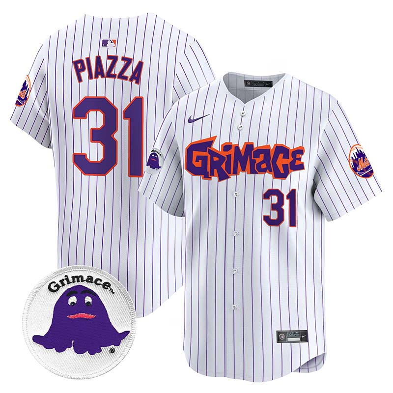 Men's Mike Piazza New York Mets Grimace Vapor Premier Limited Pinstripe Jersey V2 - All Stitched