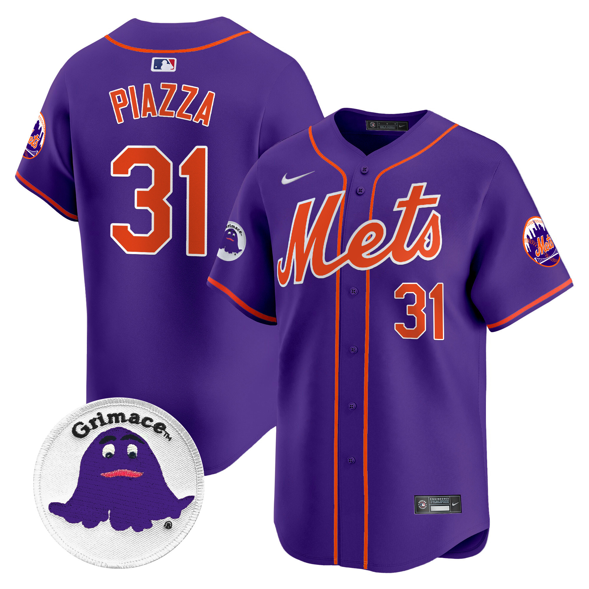 Men's Mike Piazza New York Mets Grimace Vapor Premier Limited Purple Jersey - All Stitched