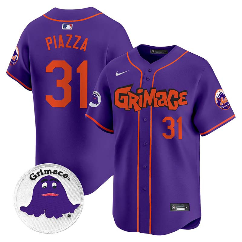 Men's Mike Piazza New York Mets Grimace Vapor Premier Limited Purple Jersey V2 - All Stitched