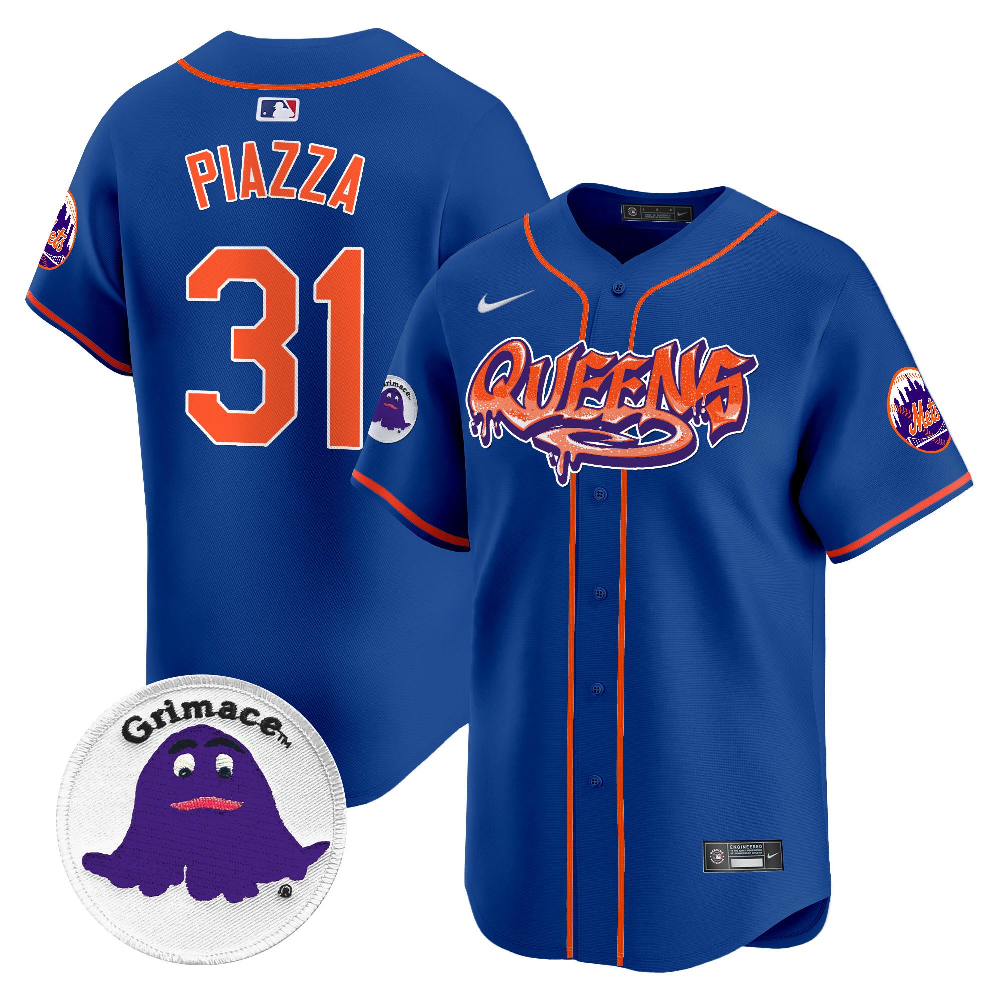 Men's Mike Piazza New York Mets Queens Graffiti Vapor Premier Limited Royal Jersey - All Stitched