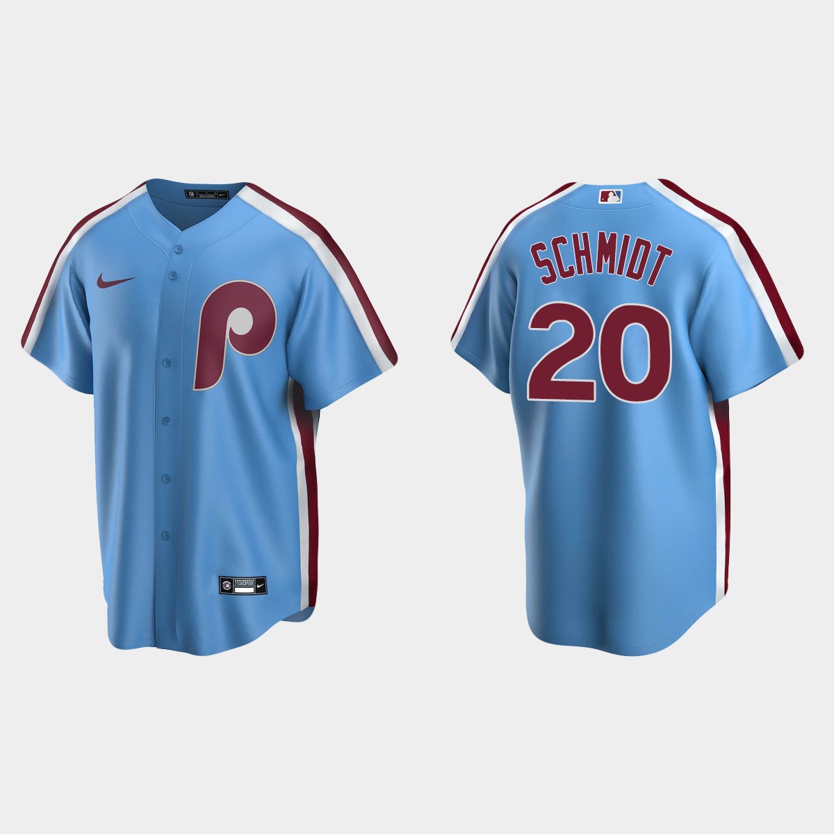 Men's Mike Schmidt #20 Philadelphia Phillies Cooperstown Collection Road Jersey - Light Blue