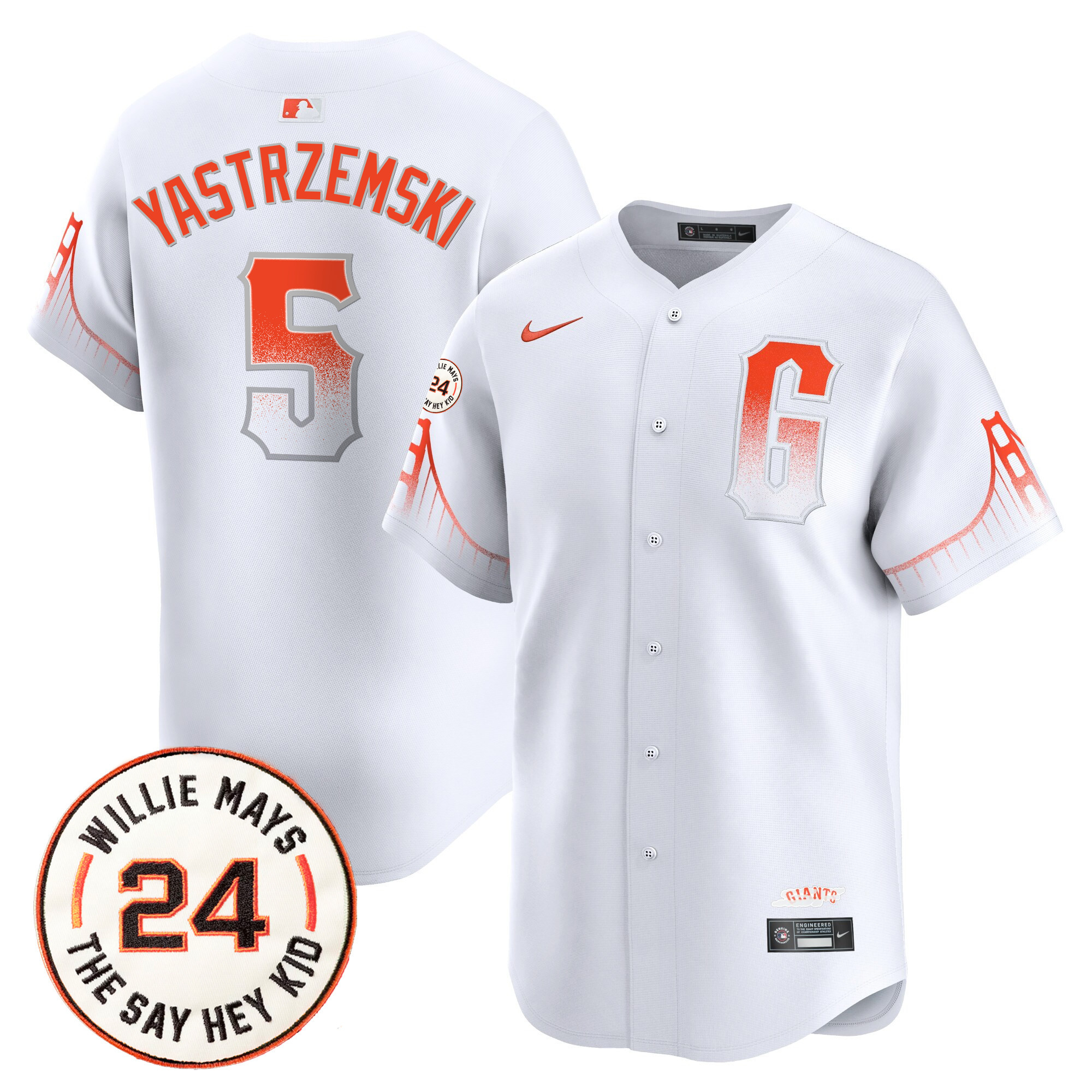 Men's Mike Yastrzemski San Francisco Giants 2024 Willie Mays Patch Vapor Premier Limited City Connect Jersey V6 - All Stitched