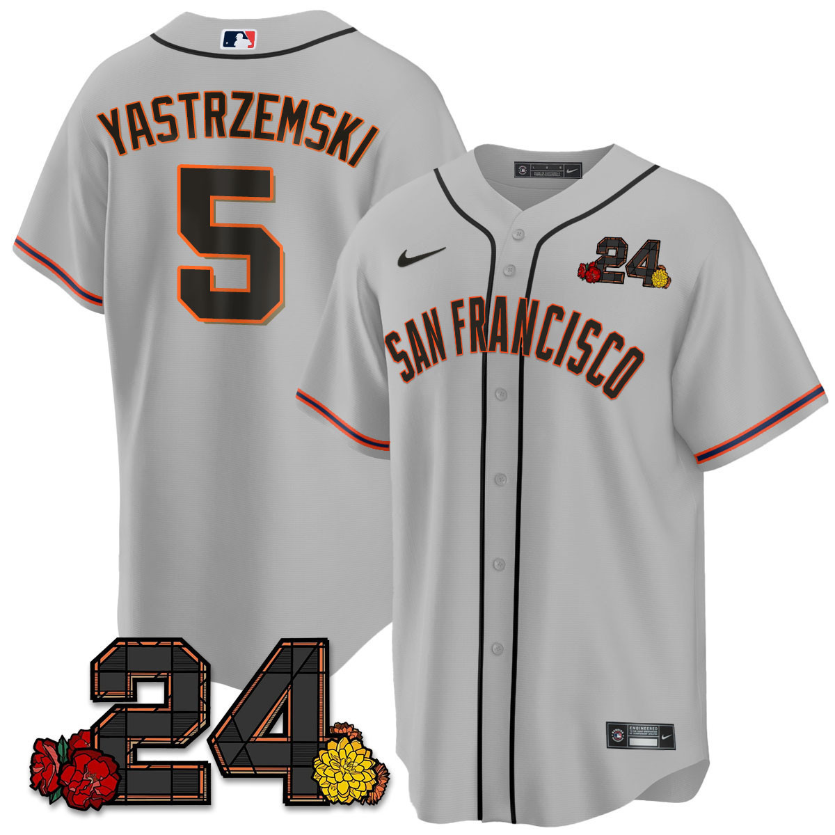 Men's Mike Yastrzemski San Francisco Giants 2024 Willie Mays Patch Vapor Premier Limited Gray Jersey V2 - All Stitched