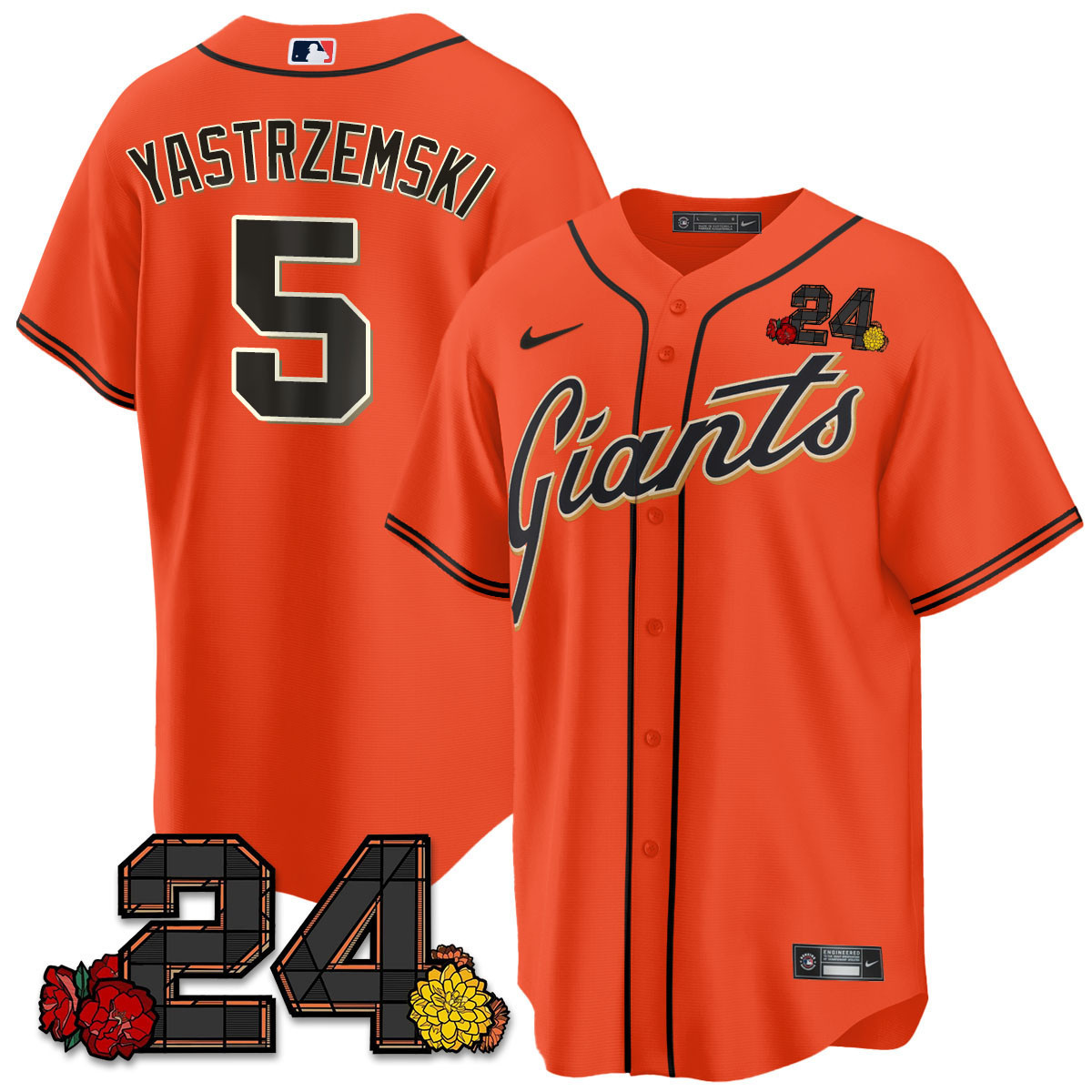 Men's Mike Yastrzemski San Francisco Giants 2024 Willie Mays Patch Vapor Premier Limited Orange Jersey V2 - All Stitched