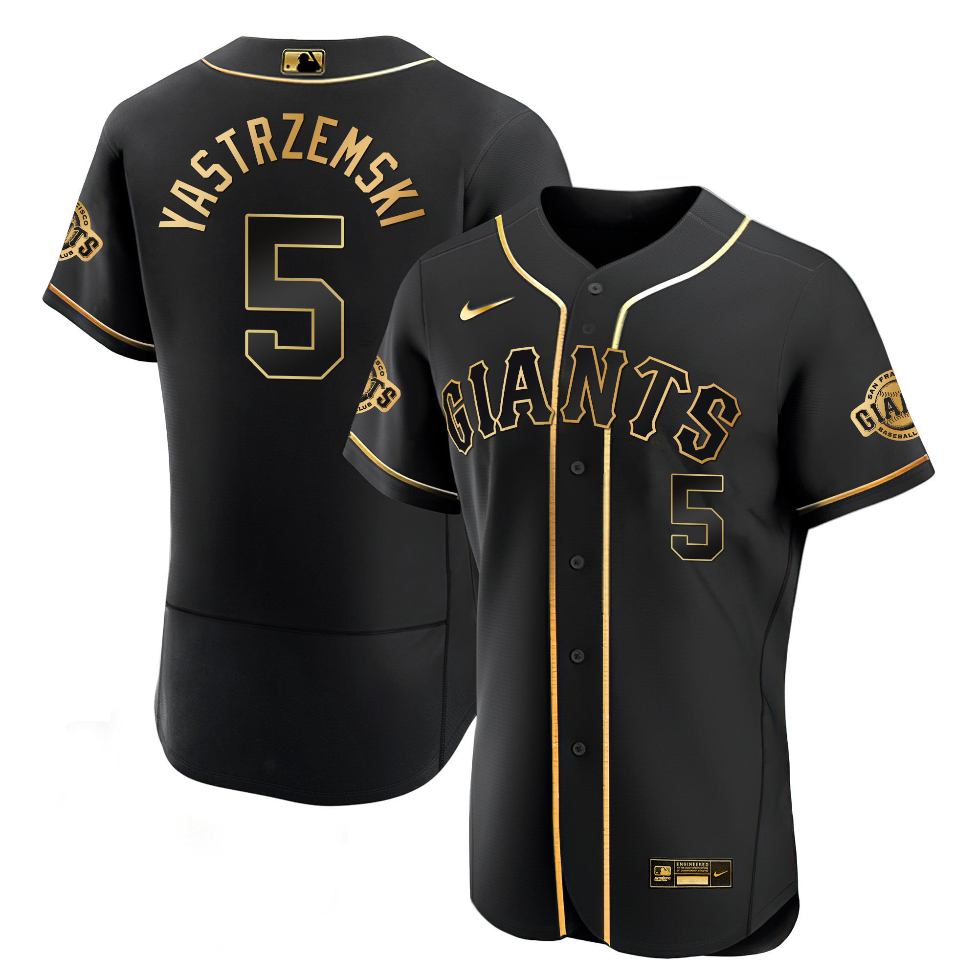 Men's Mike Yastrzemski San Francisco Giants Black Limited & Gold Flex Black Gold Jersey - All Stitched