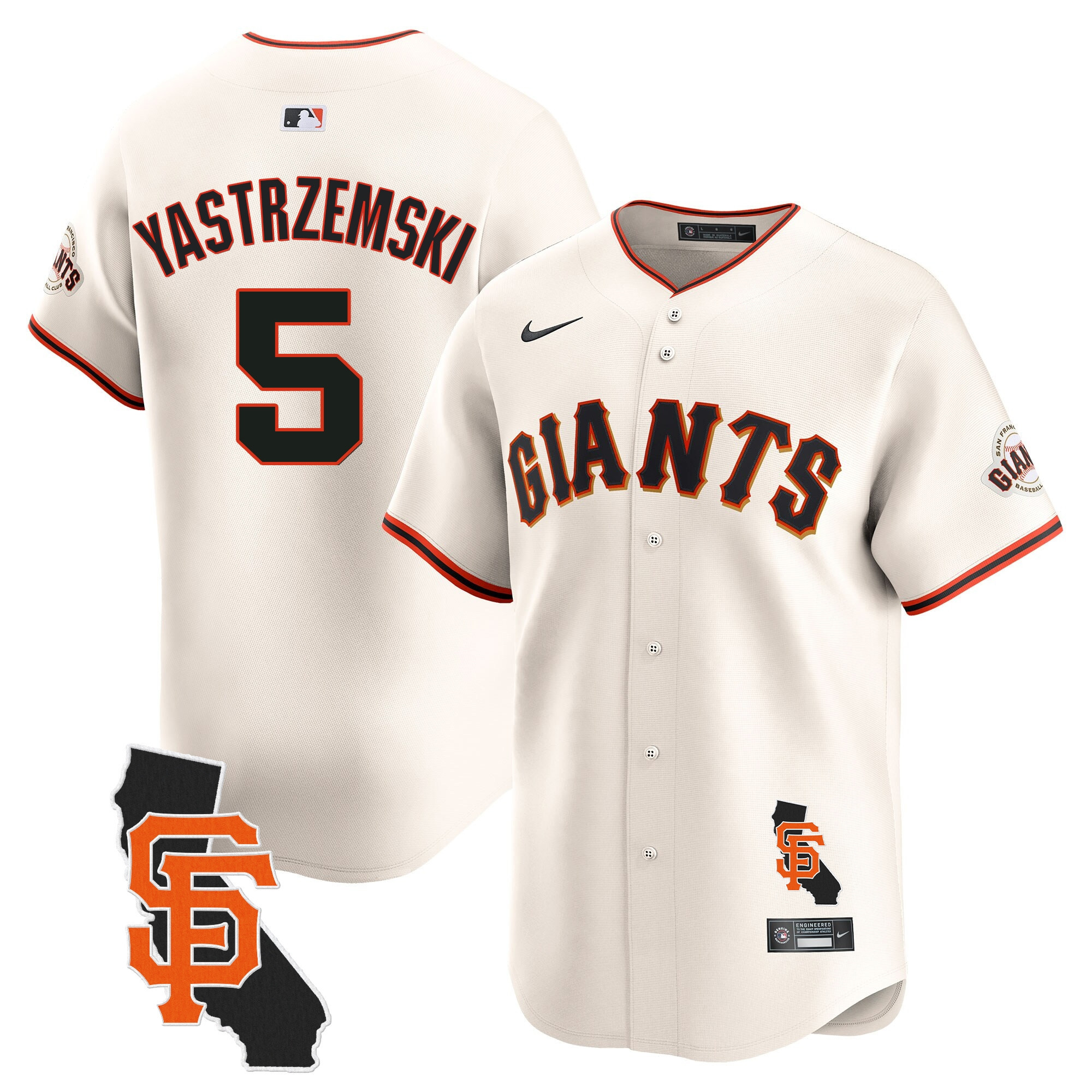 Men's Mike Yastrzemski San Francisco Giants California Patch Vapor Premier Limited Cream Jersey - All Stitched