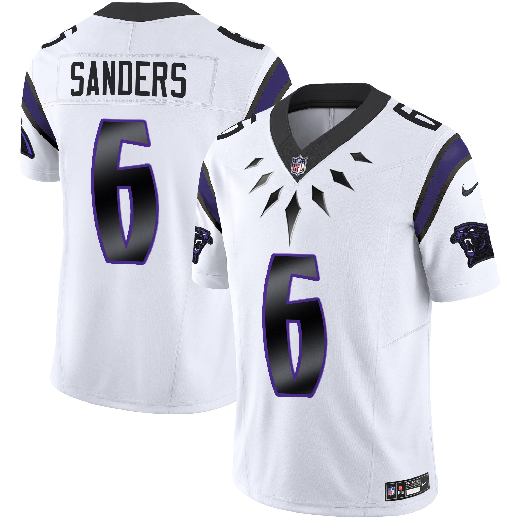 Men's Miles Sanders Carolina Panthers Wakanda Vapor Limited White Jersey - All Stitched