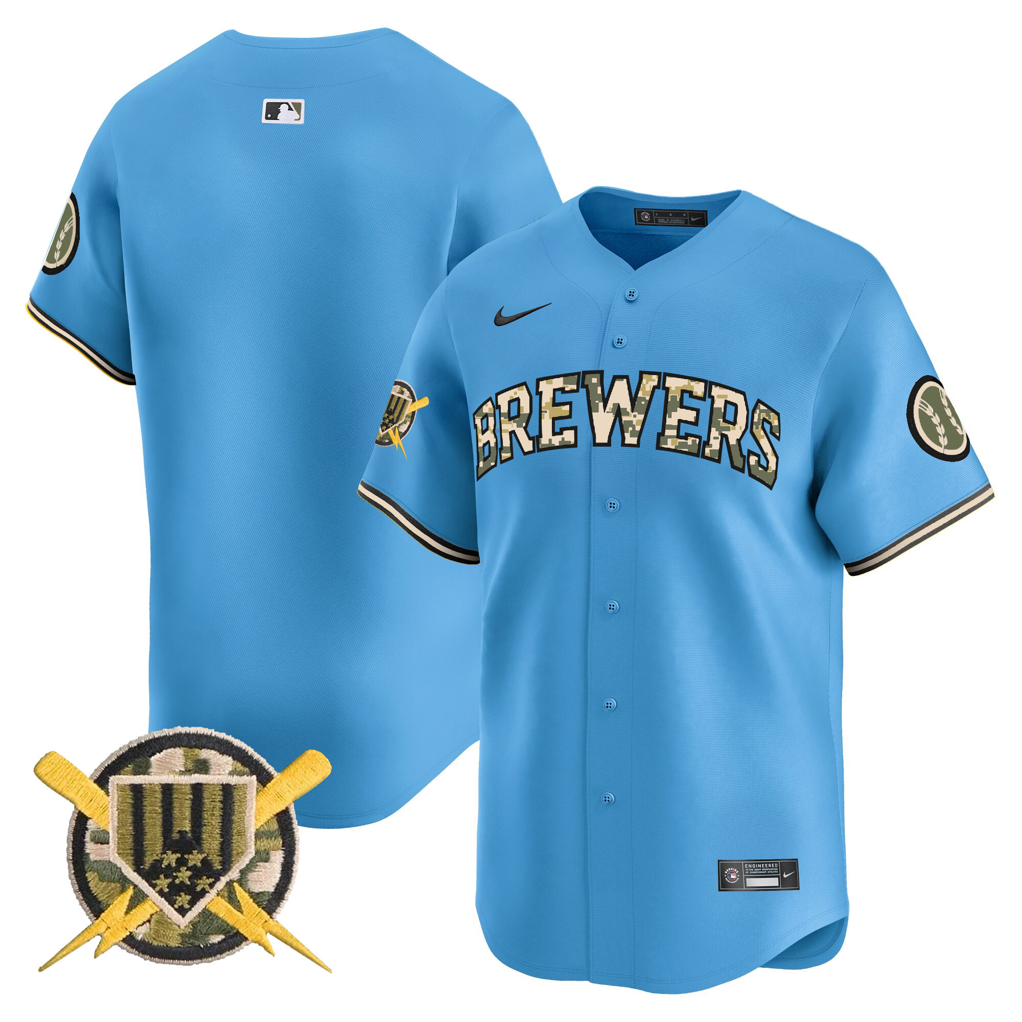 Men's Milwaukee Brewers Armed Forces Day Vapor Premier Limited Blue Jersey - All Stitched