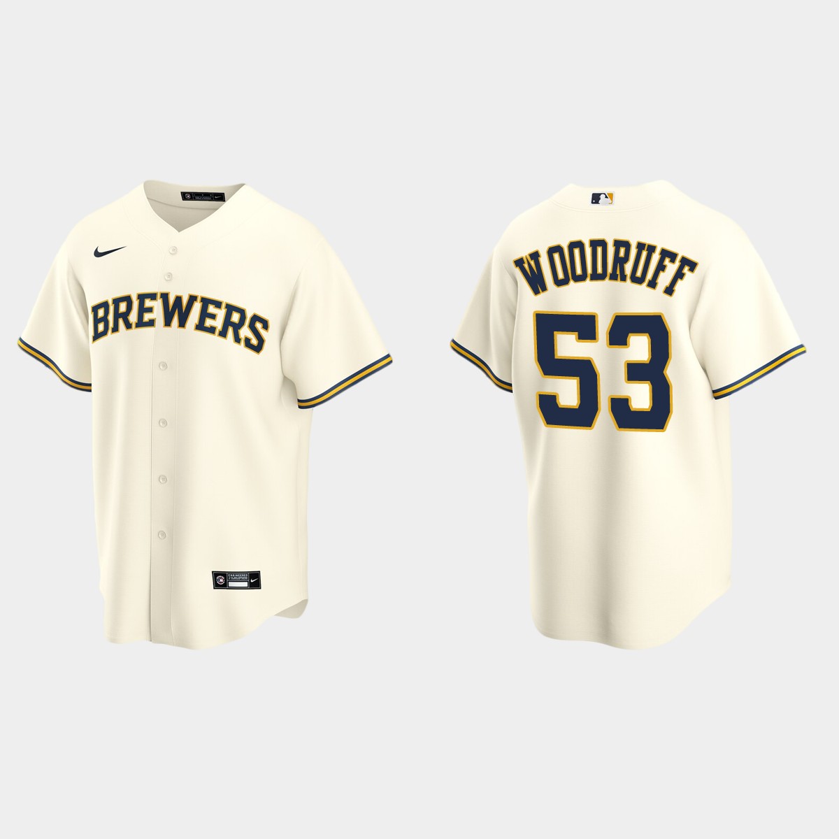 Men's Milwaukee Brewers Brandon Woodruff Home Jersey - Cream