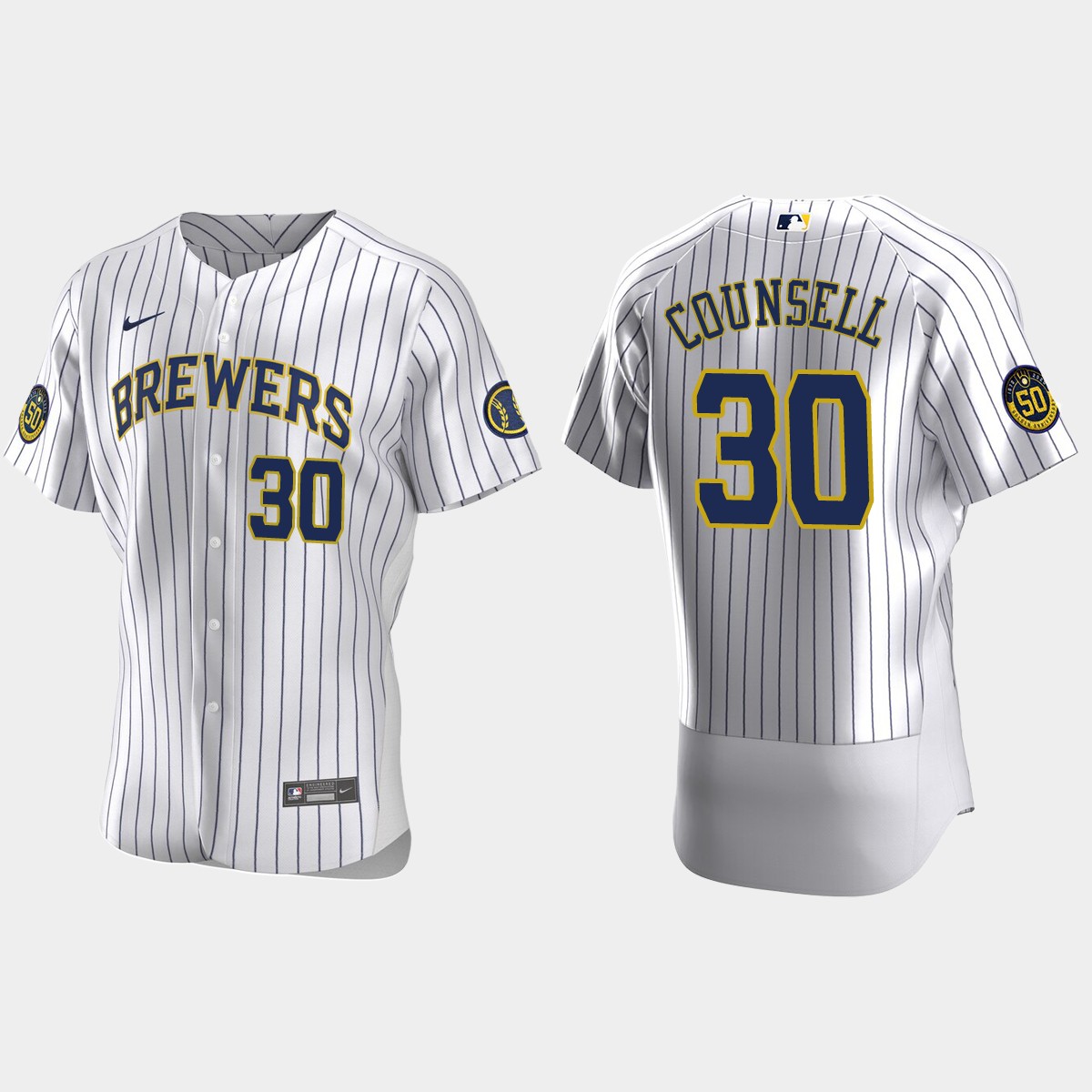 Men's Milwaukee Brewers Craig Counsell White Retired Player Jersey