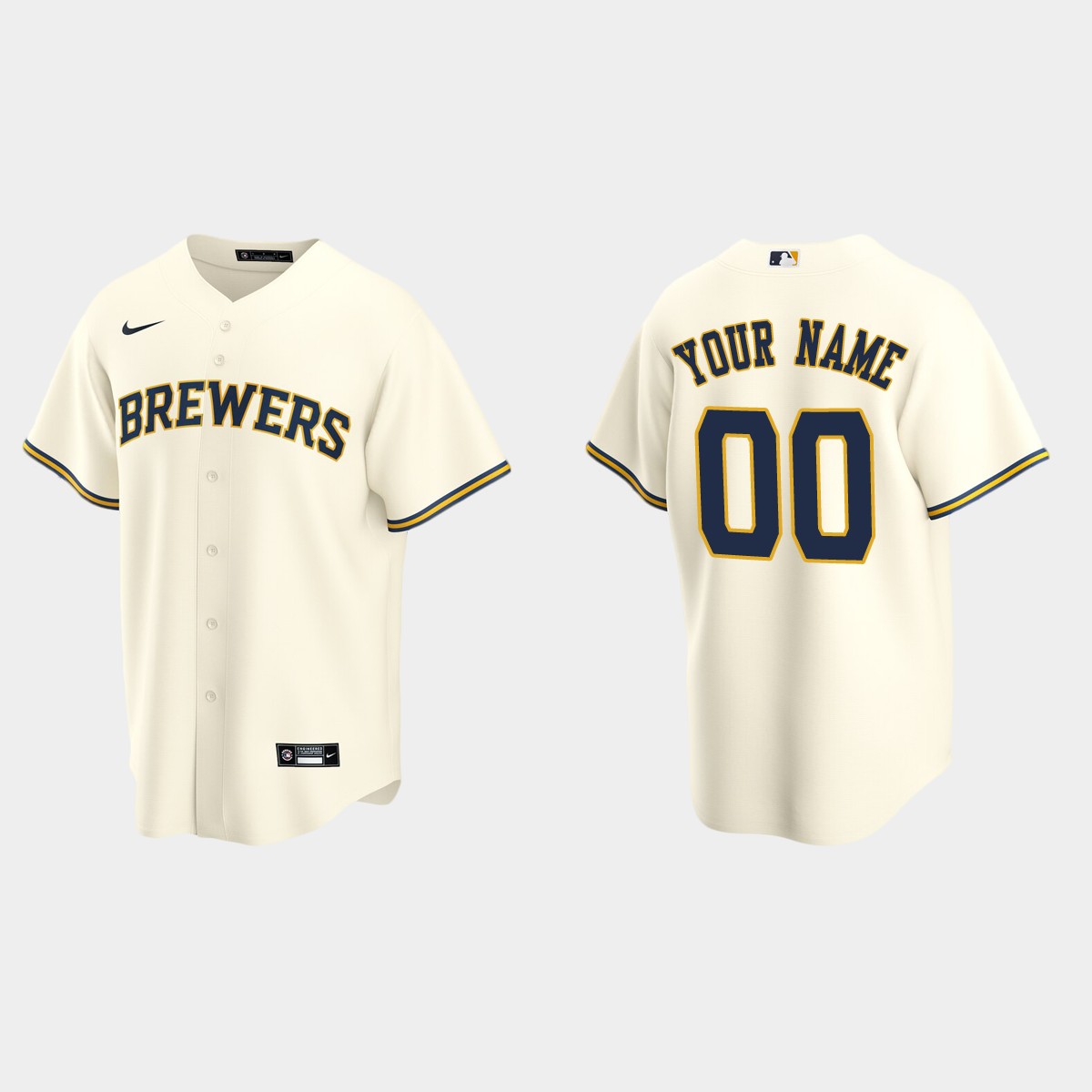 Men's Milwaukee Brewers Cream Home Custom Jersey