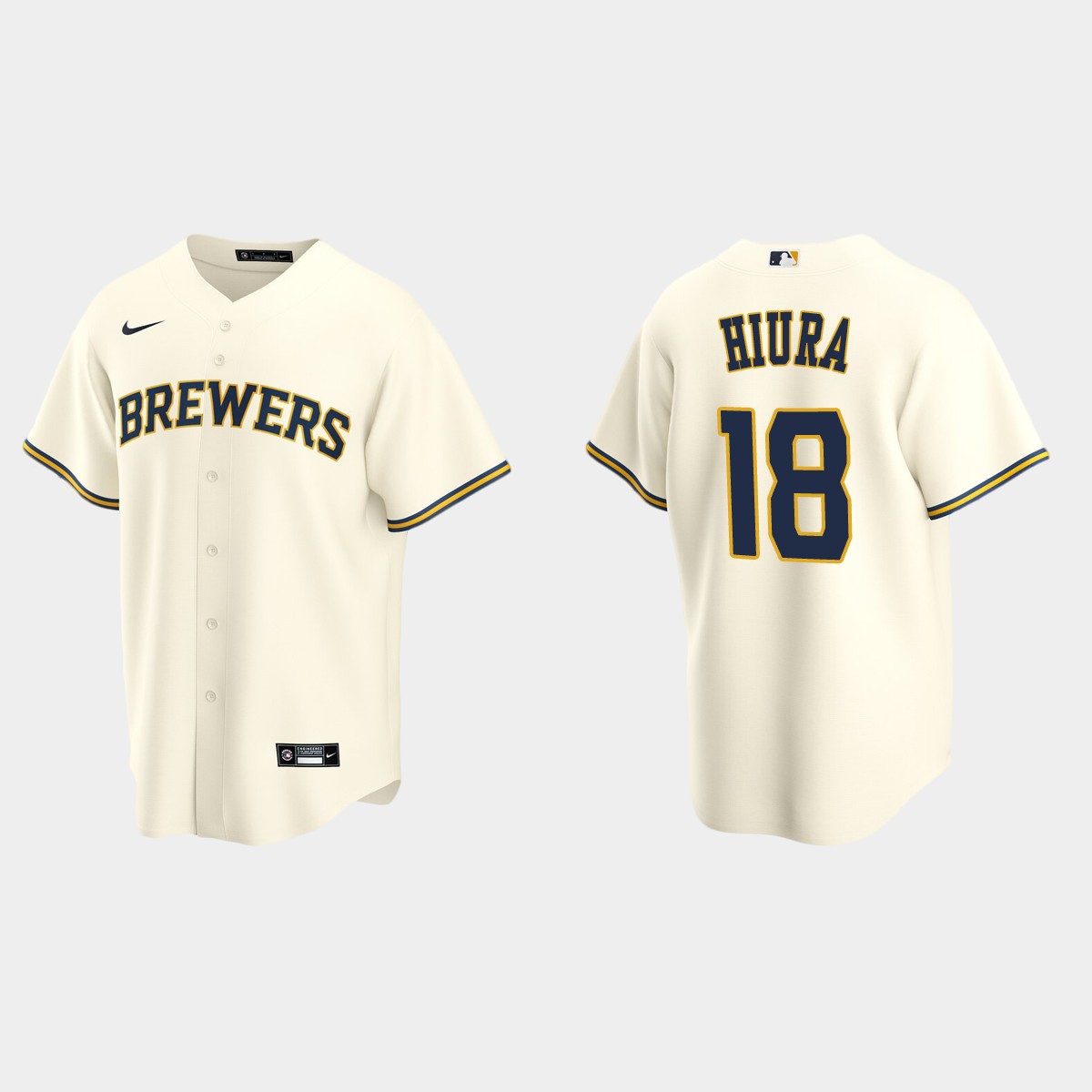 Men's Milwaukee Brewers Keston Hiura Home Jersey - Cream