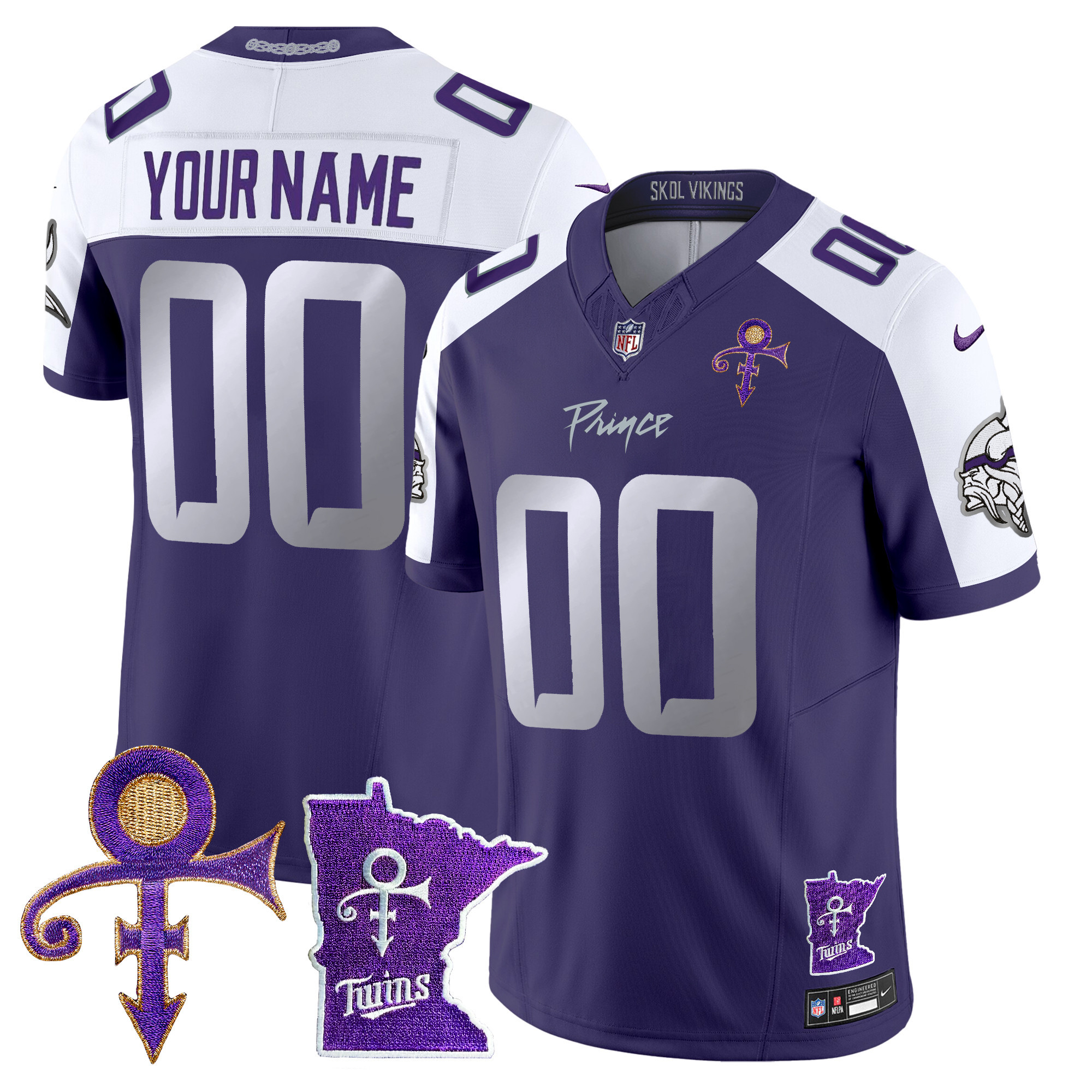 Men's Minnesota Vikings 2024 Prince Vapor Limited Custom Purple Alternate Jersey V2 - All Stitched