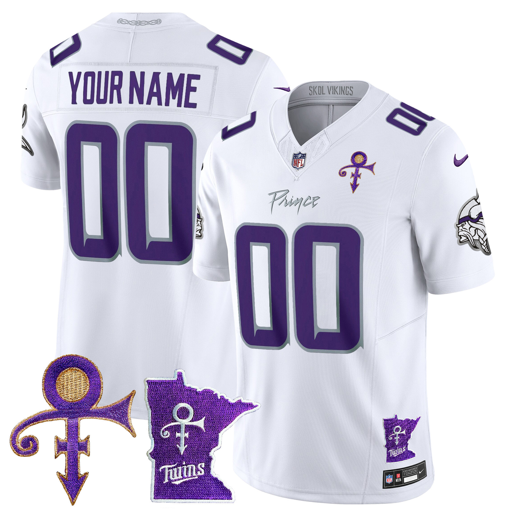 Men's Minnesota Vikings 2024 Prince Vapor Limited Custom White Limited Jersey V2 - All Stitched