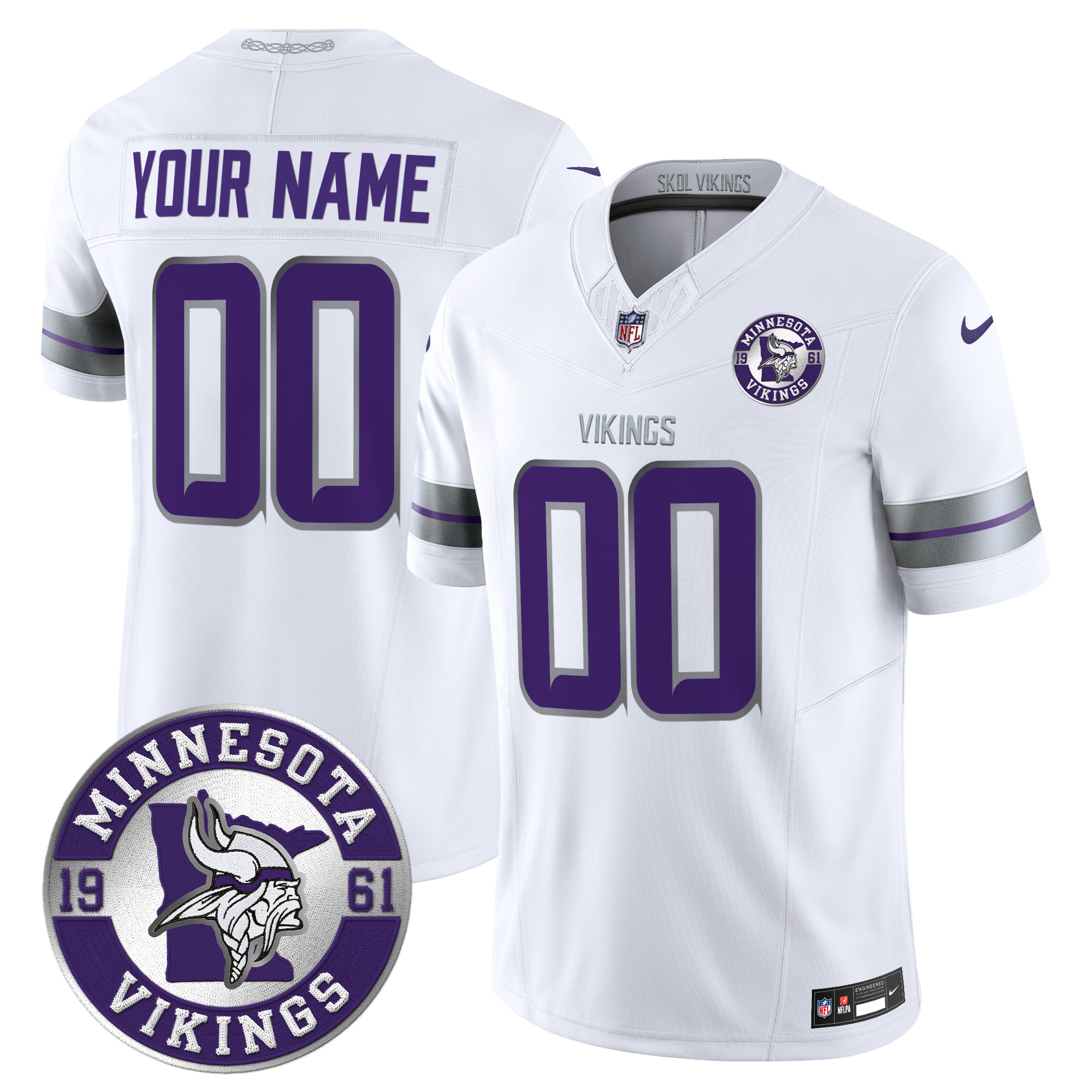 Men's Minnesota Vikings 2024 Vapor Limited Custom White Jersey - All Stitched