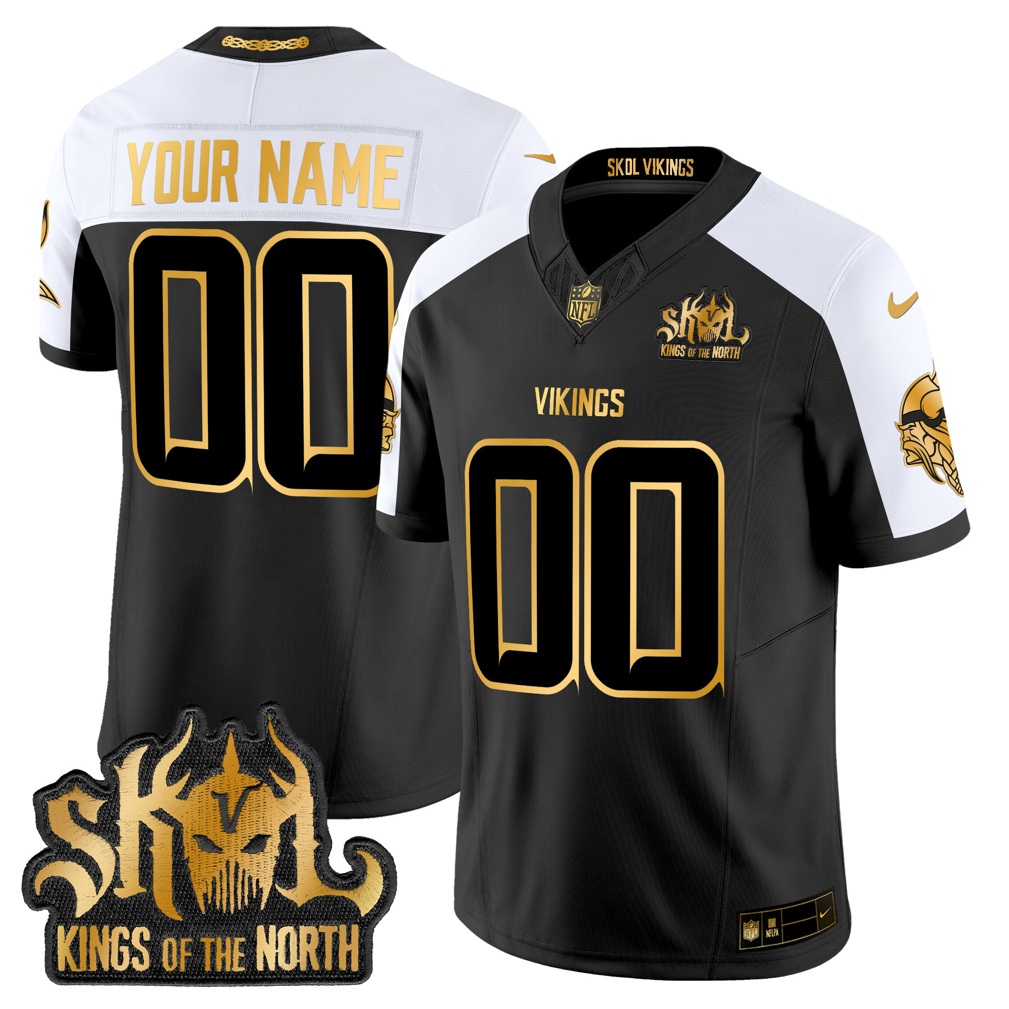 Men's Minnesota Vikings 2024 Winter Warrior Skol Patch Gold Vapor Limited Custom Alternate Jersey - All Stitched