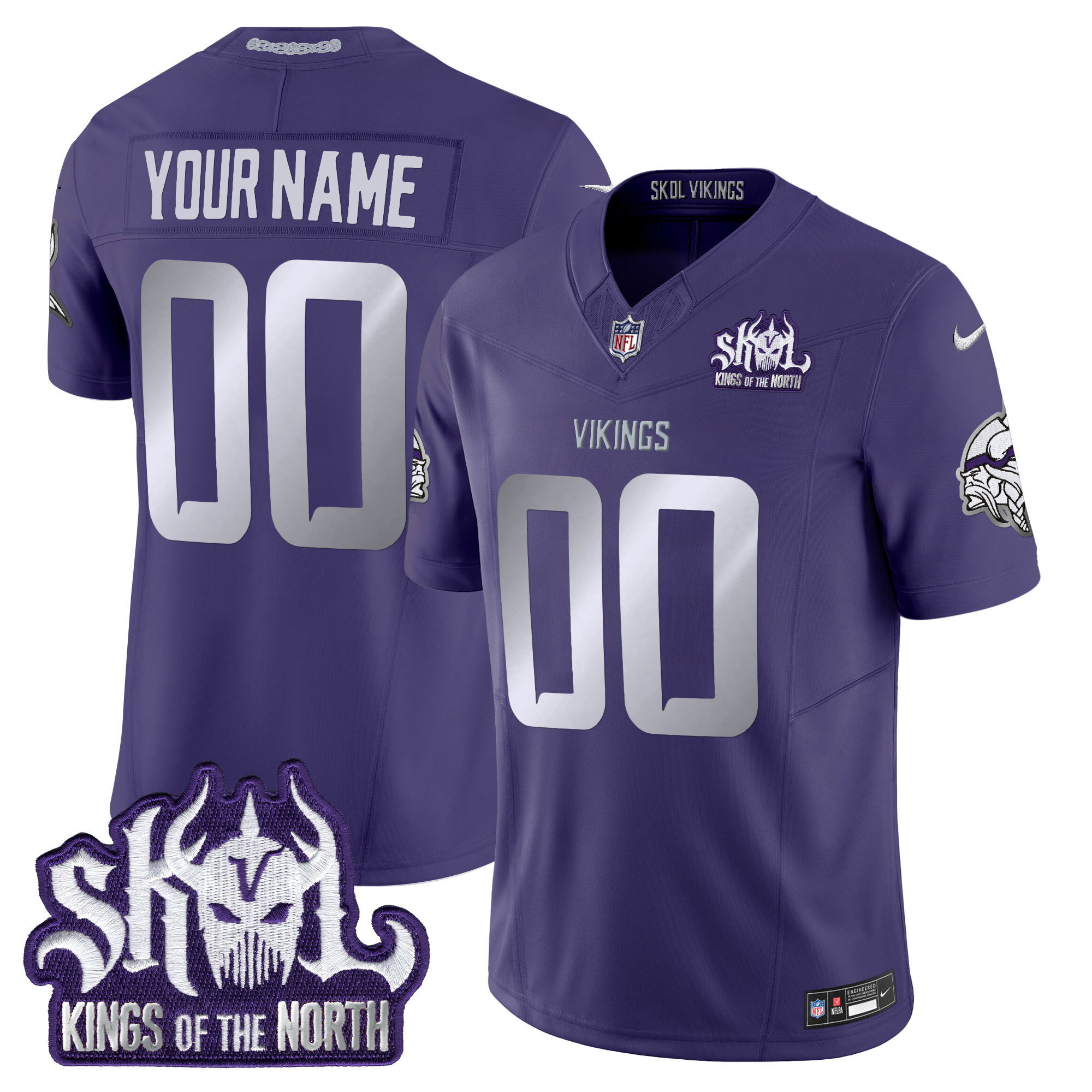 Men's Minnesota Vikings 2024 Winter Warrior Skol Patch Vapor Limited Custom Purple Jersey - All Stitched