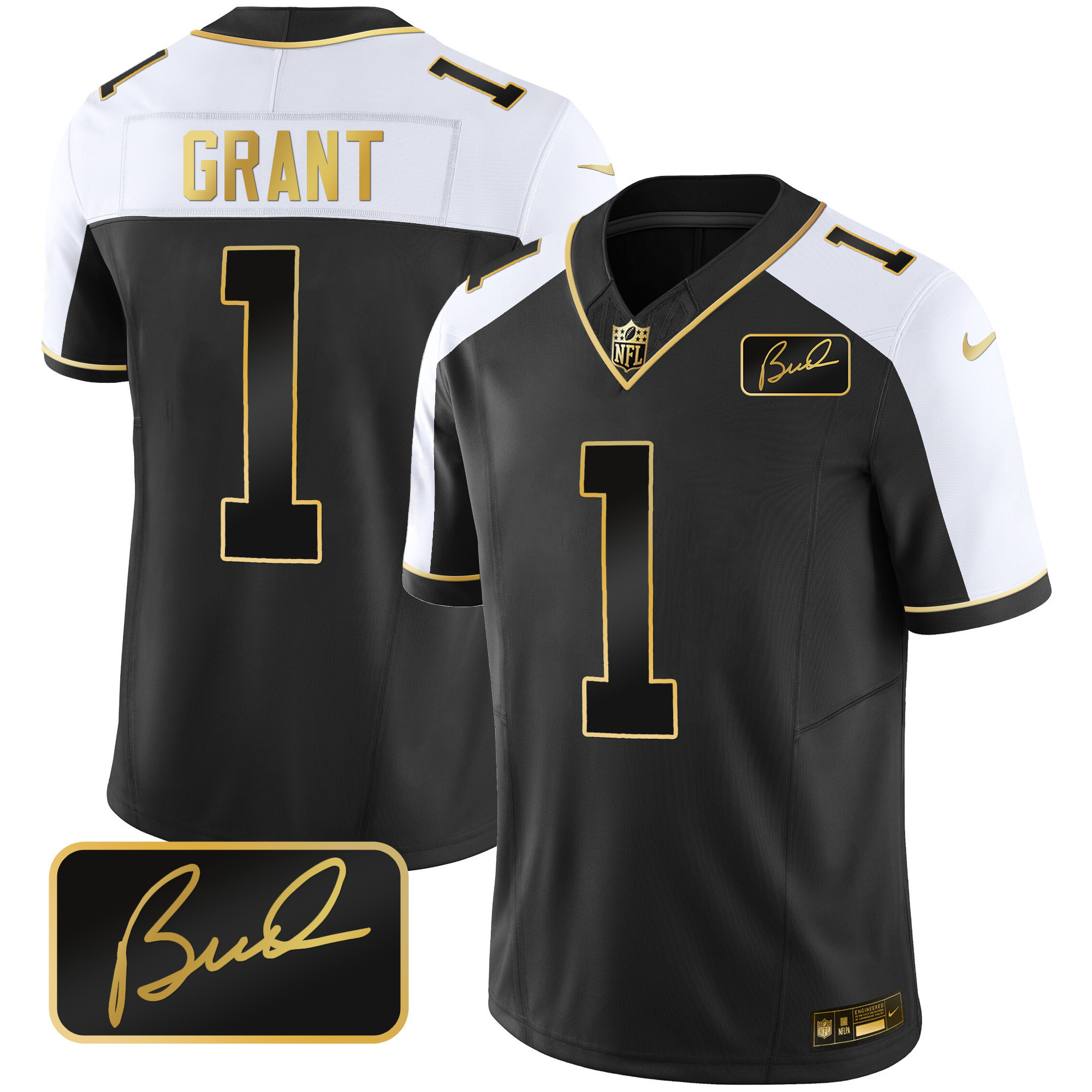 Men's Minnesota Vikings Bud Grant Patch Gold Limited Alternate Jersey - All Stitched