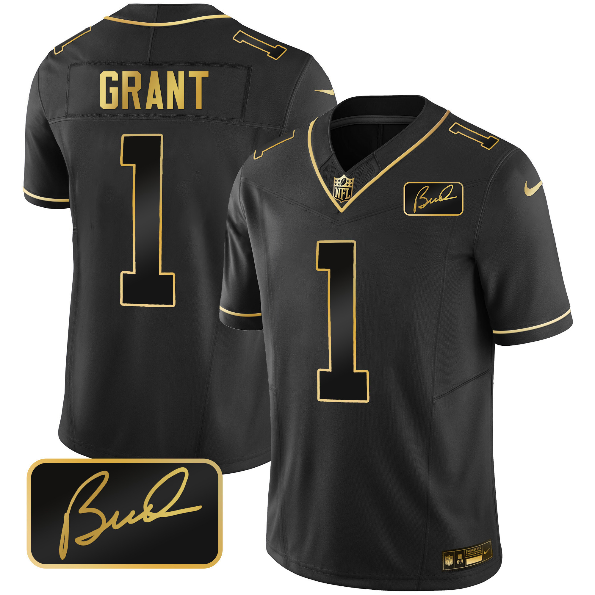 Men's Minnesota Vikings Bud Grant Patch Gold Limited Black Gold Jersey - All Stitched