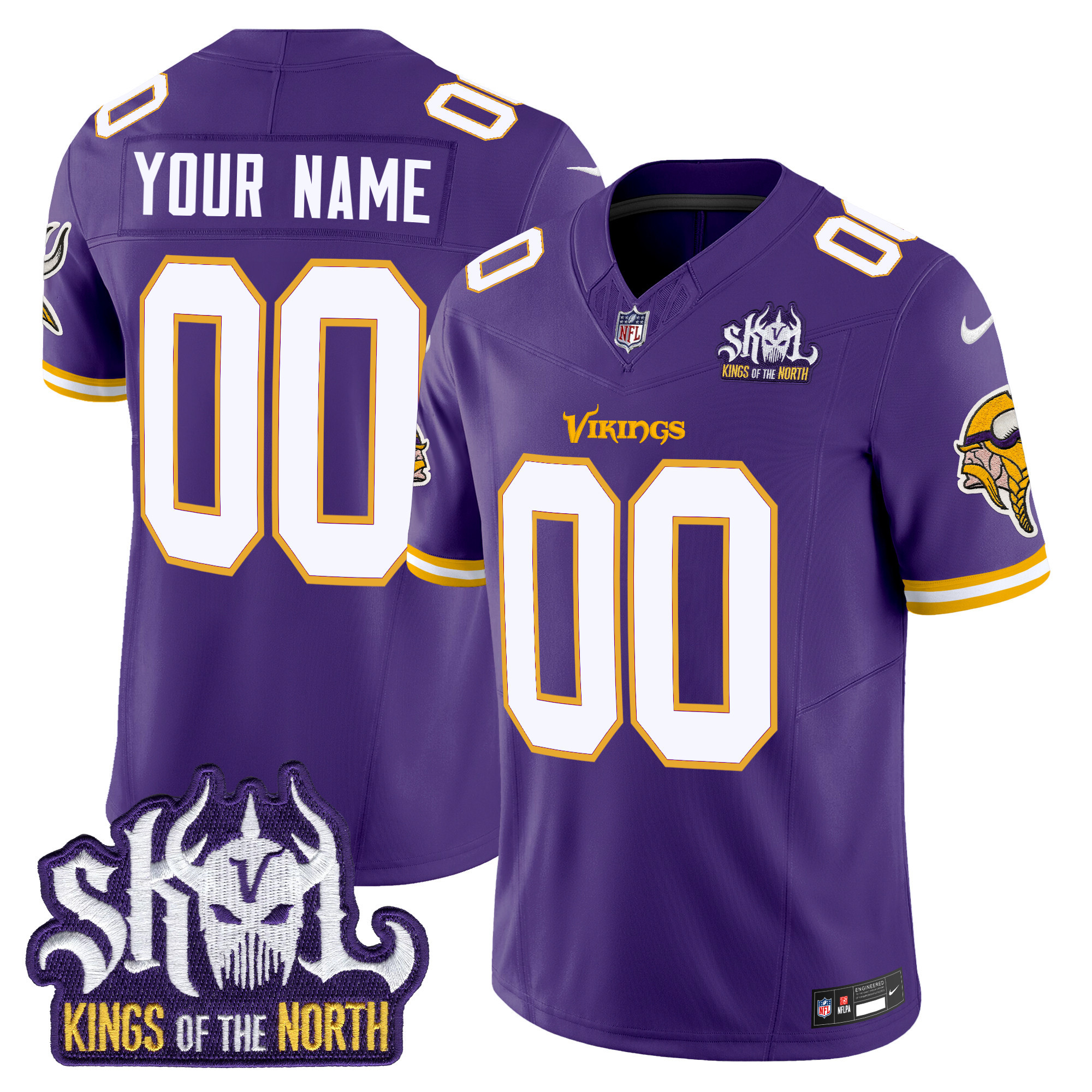 Men's Minnesota Vikings King Of The North Patch Throwback Vapor Limited Custom Purple Jersey - All Stitched