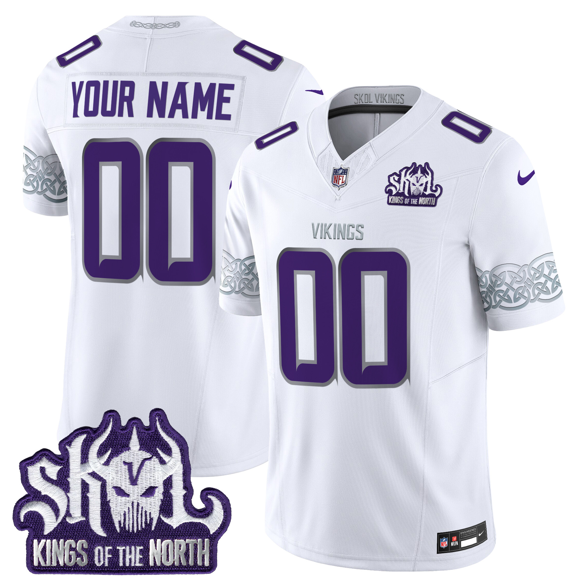 Men's Minnesota Vikings King Of The North Patch Throwback Vapor Limited Custom Winter Warrior Jersey - All Stitched