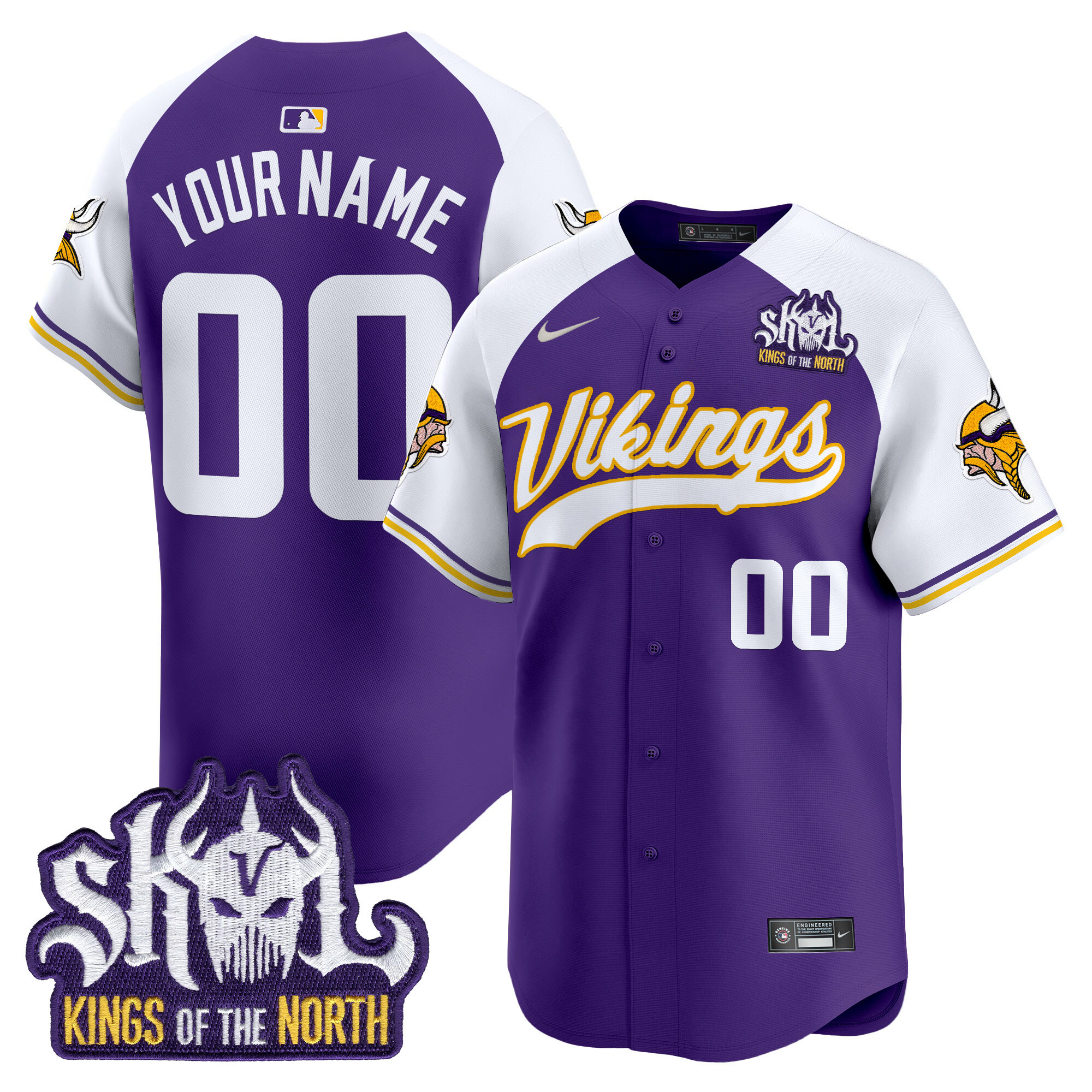 Men's Minnesota Vikings King Of The North Patch Throwback Vapor Premier Limited Custom Purple Alternate Jersey - All Stitched