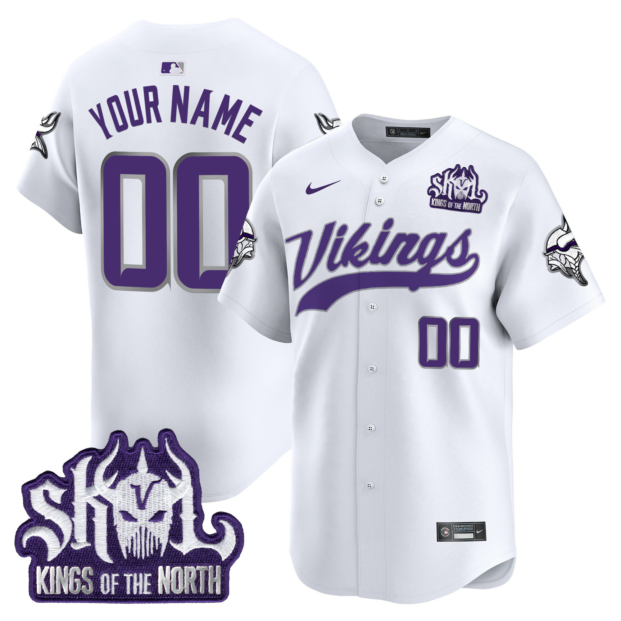 Men's Minnesota Vikings King Of The North Patch Throwback Vapor Premier Limited Custom Winter Warrior Jersey - All Stitched
